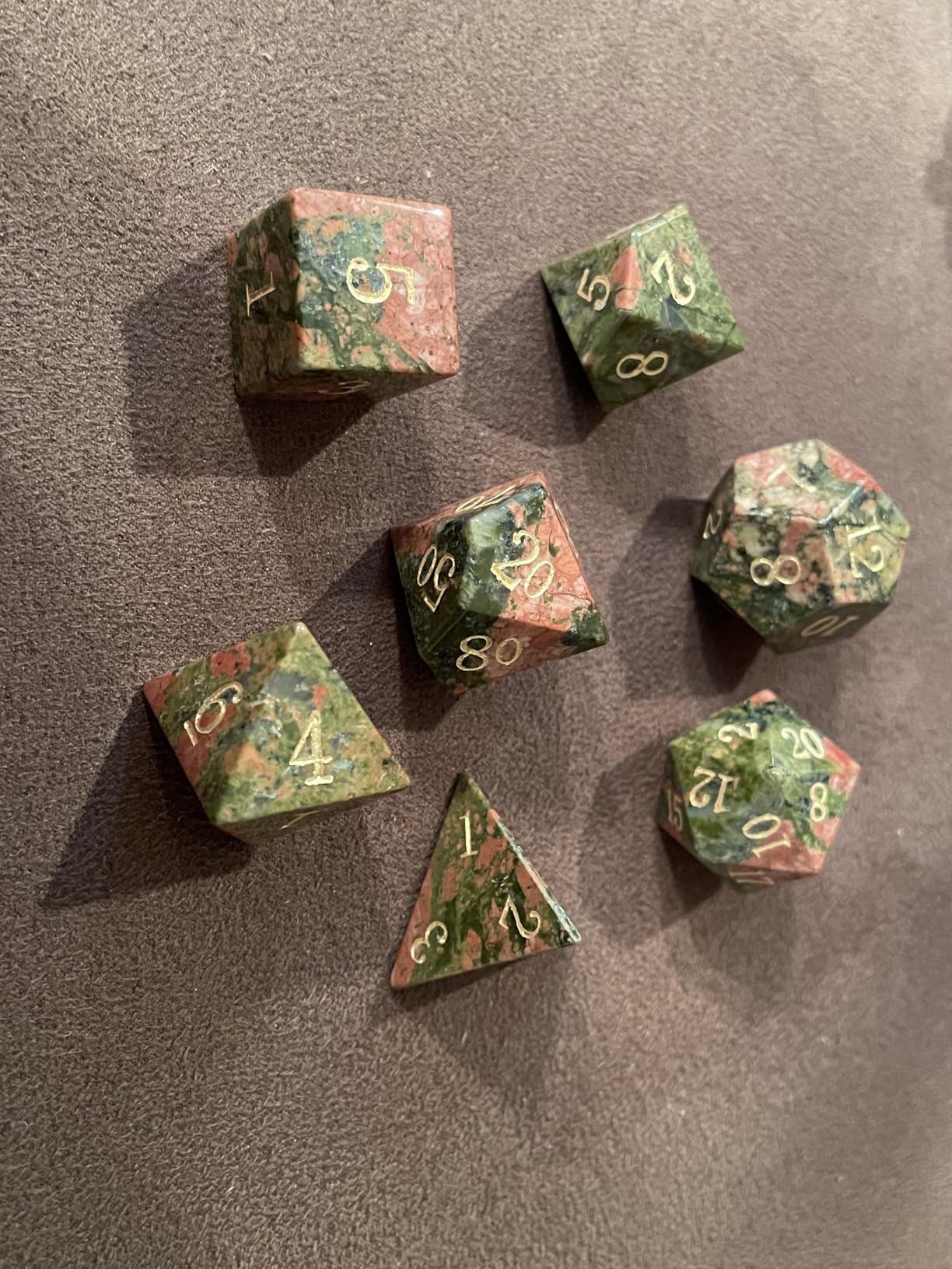 Haxtec Moonstone Dice Labradorite Gemstone Polyhedral DND Dice Set | Natural Stone, Metal Dice Case, Compatible with Dungeons and Dragons, Role Playing Board Games, D&D Gifts, Black customer photo 1
