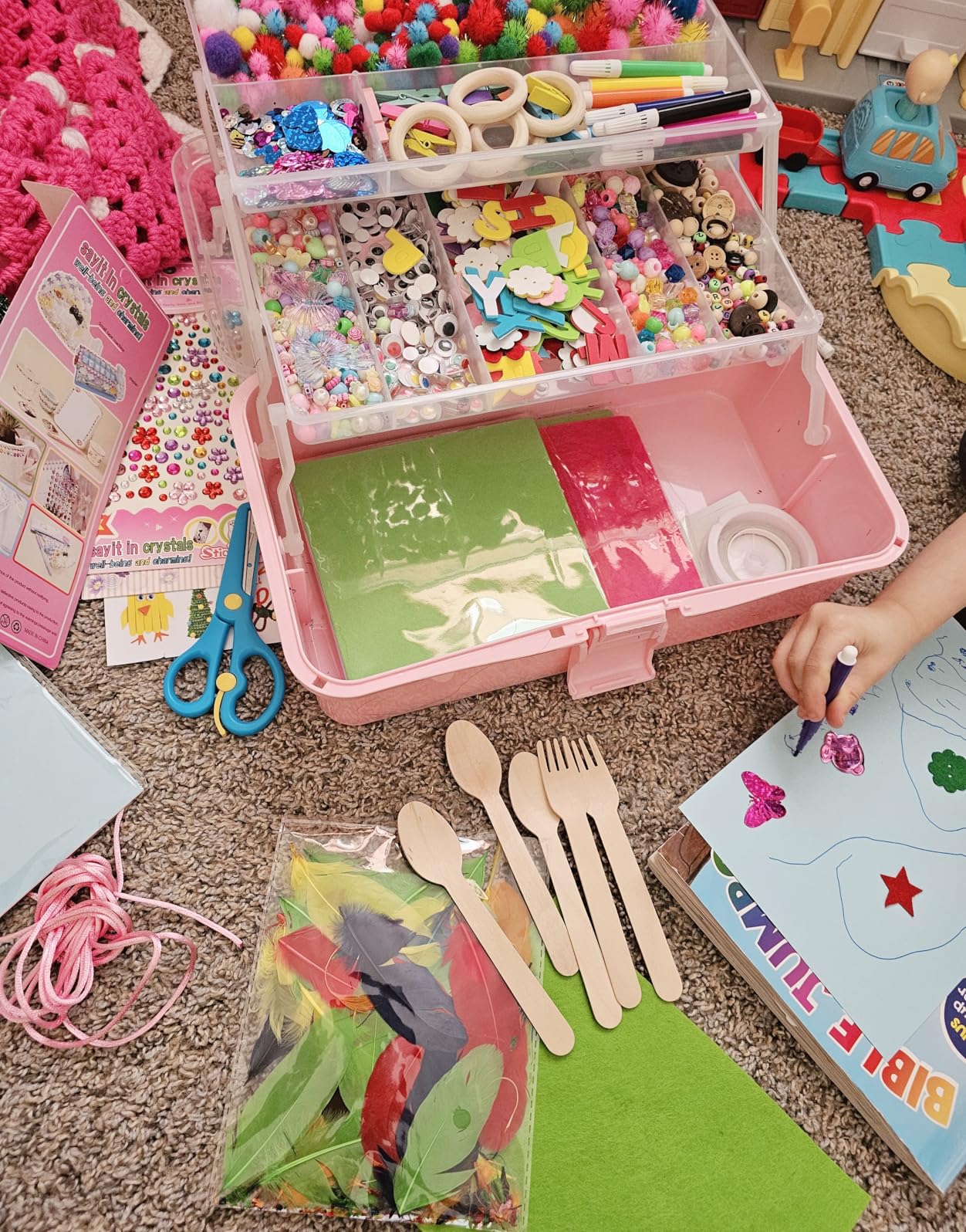 Itopstar 3000 Kids Arts and Crafts Supplies for Kids Crafting Supply in 3 Layered Plastic Art Box All in One Ages 8 9 10 11 & 12 Year Old Girls & Boys Crafting Supply Set customer photo 2