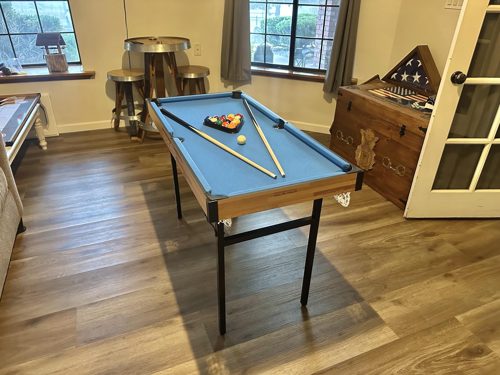 SereneLife 4 in 1 Multi Game Table, 4'x2' Folding Portable Sports Arcade Games with Accessories, Ping Pong, Air Hockey, Pool Billiards, and Shuffleboard, for Indoor, Outdoor, All Ages customer photo 2