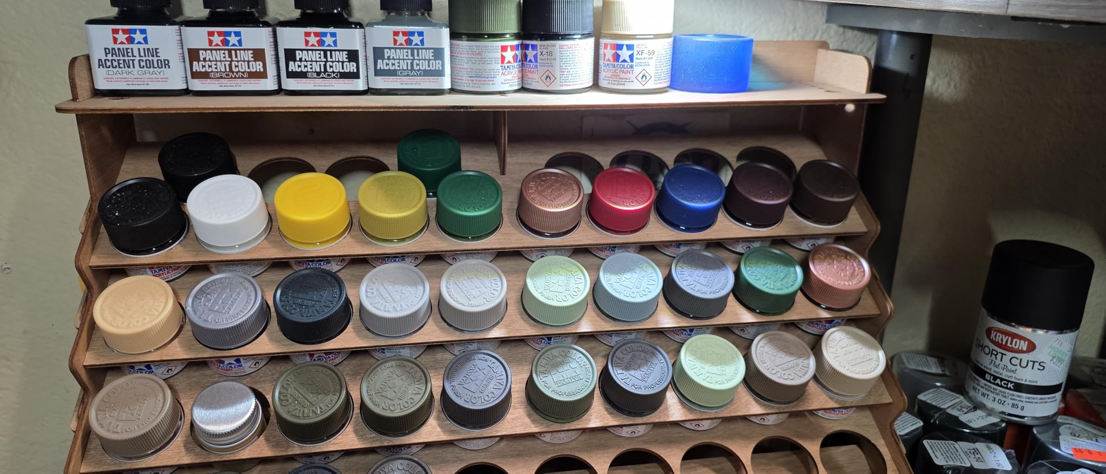 Plydolex Citadel Paint Organizer for 87 Bottles and 14 Brushes - Works for 10 ml Tamiya & 24 ml Citadel - Plywood Paint Rack with 6 Miniature Painting Stands for Warhammer 40K, DnD & Other Minis customer photo 2