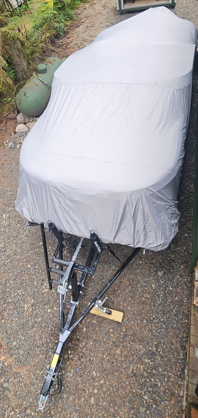 Solim 19-21FT Pontoon Boat Cover, 1200D Heavy Duty Waterproof, UV Resistant | Marine Grade Oxford Fabric, Tear Resistant, Double Stitching, Elastic Hem, Adjustable Tie-down Straps, Fits Up to 8 Ft Beam customer photo 2