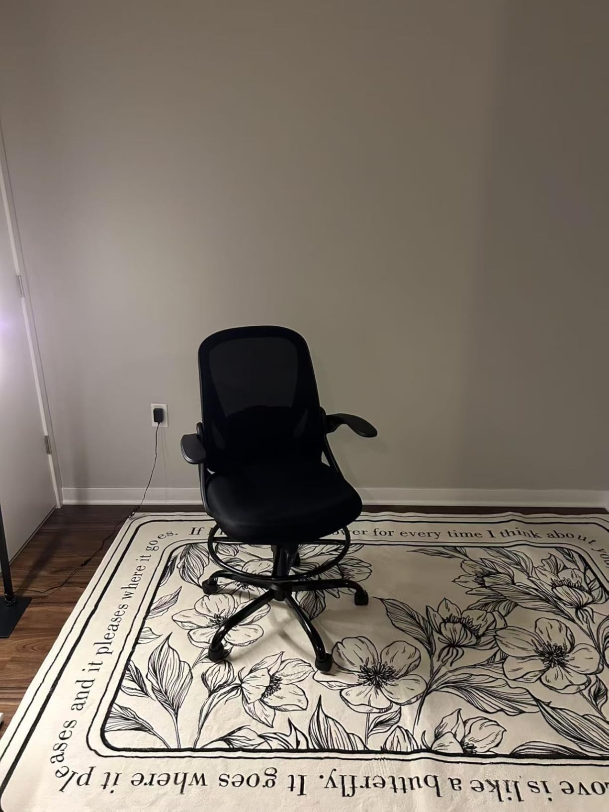 Primy Drafting Chair Tall Office Chair with Flip-up Armrests Executive Ergonomic Computer Standing Desk Chair with Lumbar Support and Adjustable Footrest Ring (Light Blue) customer photo 1