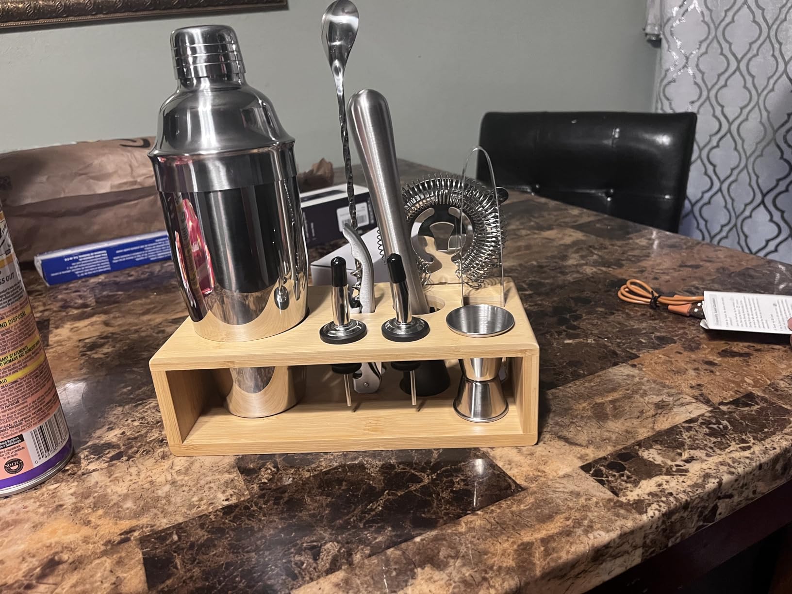 Cocktail Shaker Set, 18/8 Food-Grade Stainless Steel Mixology Bartender Kit 10-Piece Bar Tools with Stylish Bamboo Stand - Rust-Proof & Dishwasher Safe - Professional Martini Shaker Gift for Men, Dad customer photo 1