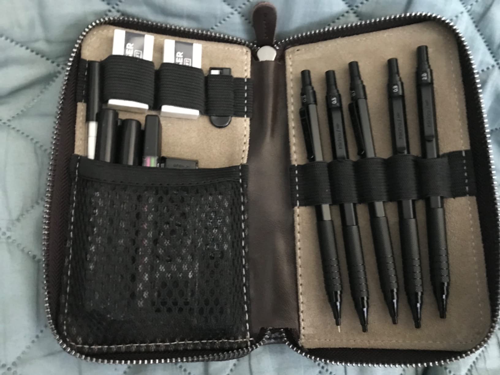 Nicpro 20PCS Metal Mechanical Pencil Set in Leather Case | Art Drafting Pencil 0.3/0.5/0.7/0.9/2mm Lead Holders, 9 Tube Lead Refills, Erasers For Sketching Drawing customer photo 1
