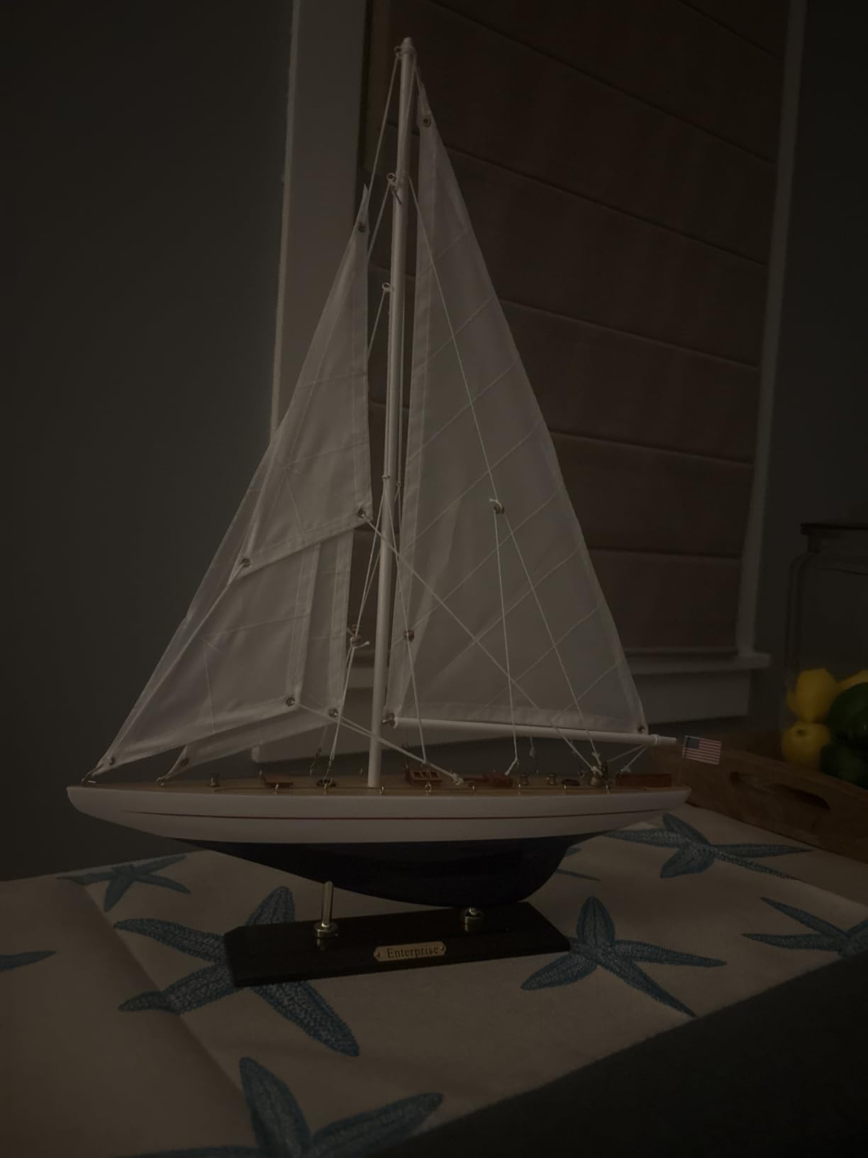 SAILINGSTORY Wooden Sailboat Decor Model Ship Enterprise | 1/100 Scale, 1930 America's Cup Replica, Yacht Decor customer photo 1