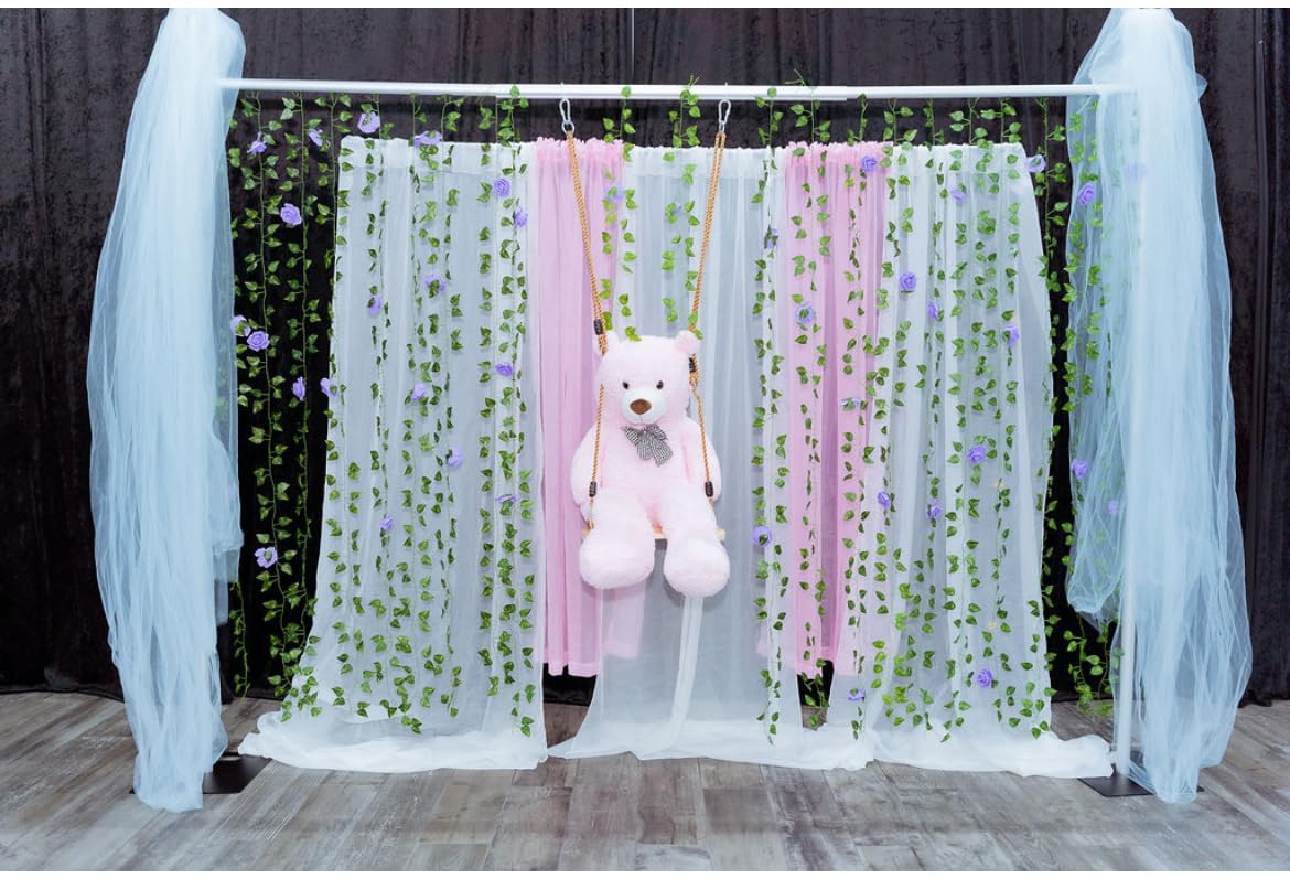Hecis Pipe and Drape Backdrop Stand, 8ft x 10ft Backdrop Stand, Adjustable Metal Heavy Duty Wedding Background for Parties Birthday Party Baby Shower Wedding Decorations customer photo 1