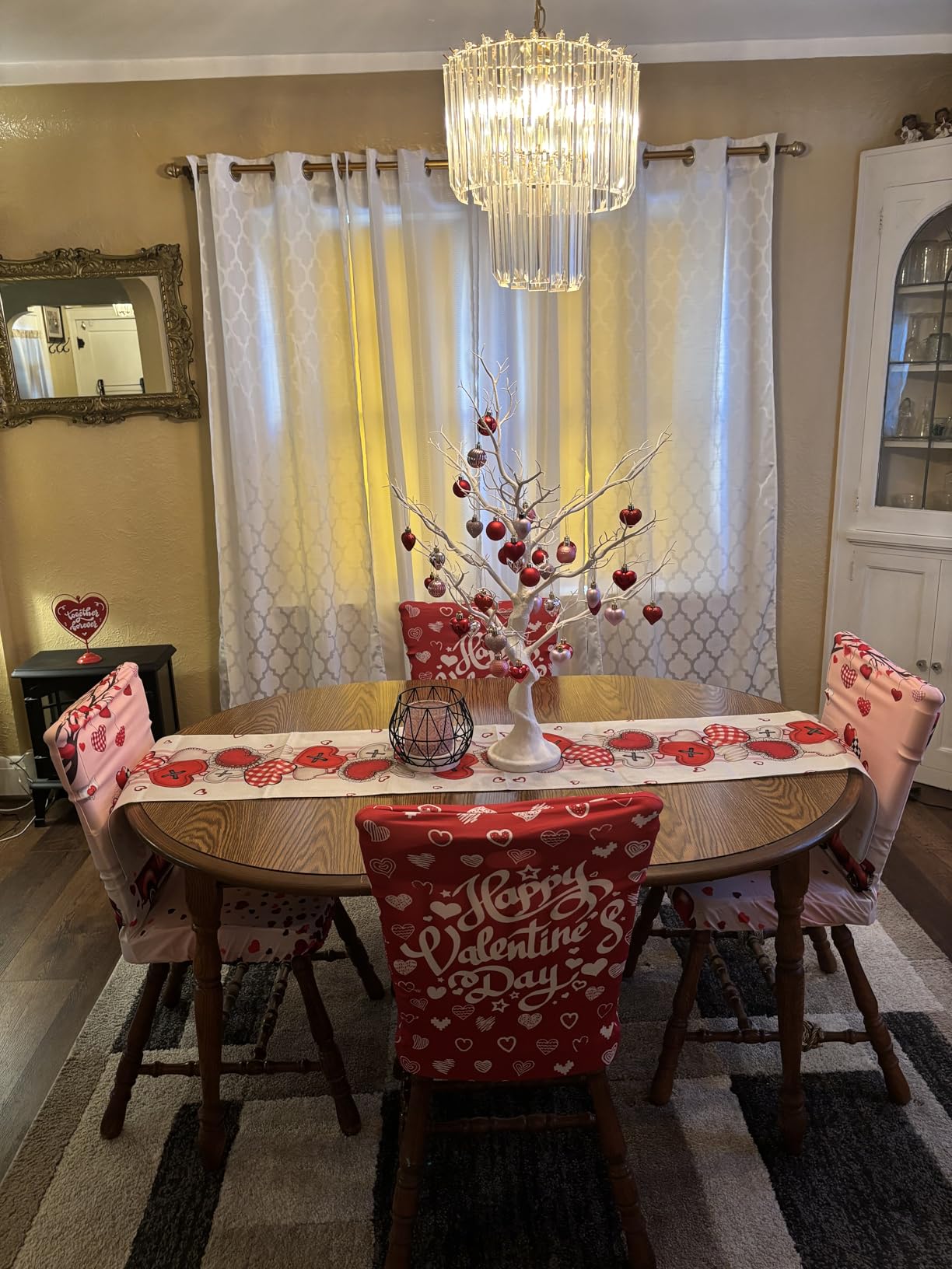 Artoid Mode Heart-Shaped Buttons Valentine's Table Runner, Seasonal Kitchen Dining Table Decoration for Indoor Home Party 13x72 Inch customer photo 1