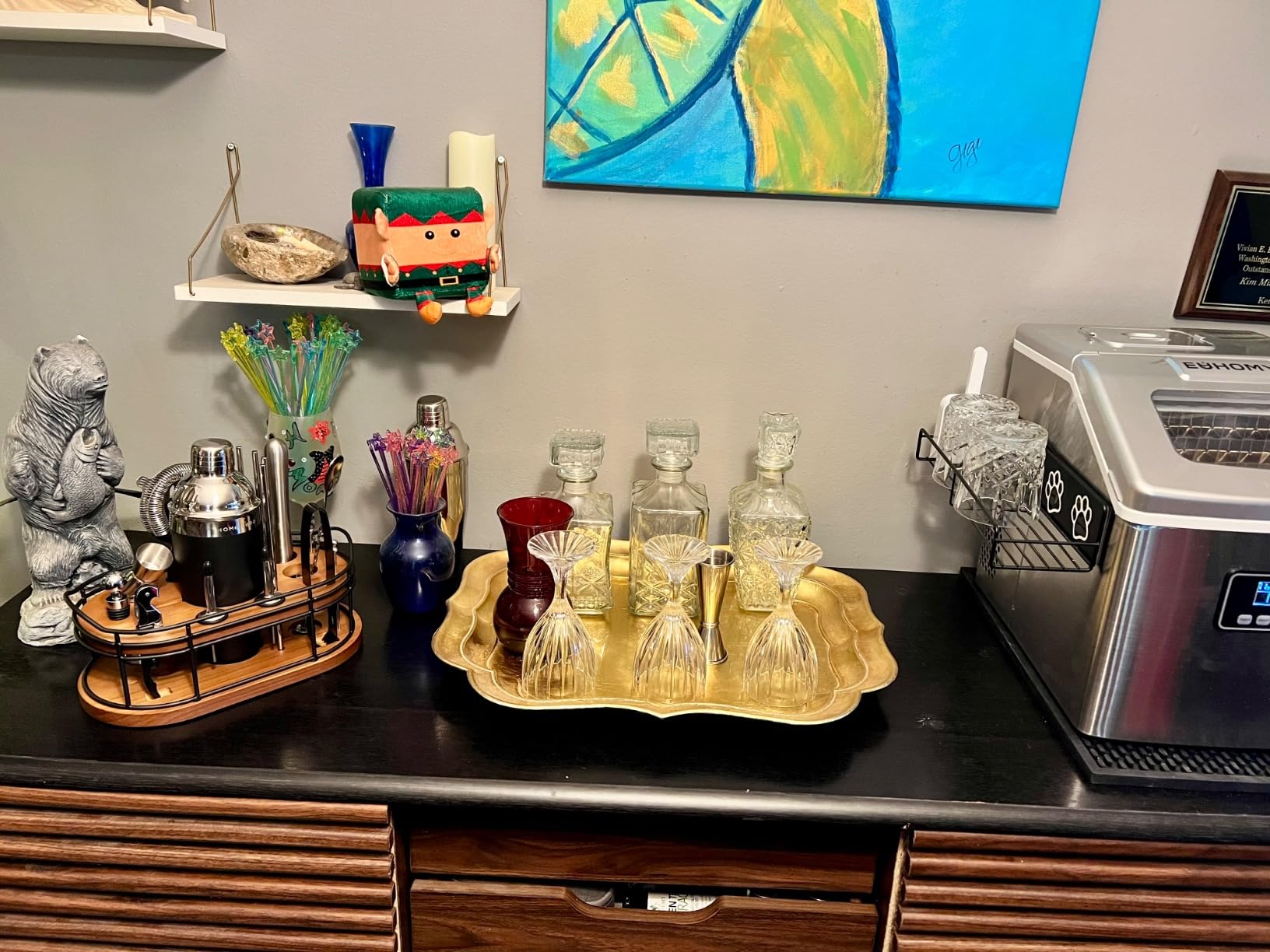 Home Hero Bartender Kit - 22-Piece Cocktail Shaker & Bar Tool Set - Wooden Stand Display & Bar Cart Accessories - Recipe Book & Housewarming Gifts - 22-Pc, Silver customer photo 1