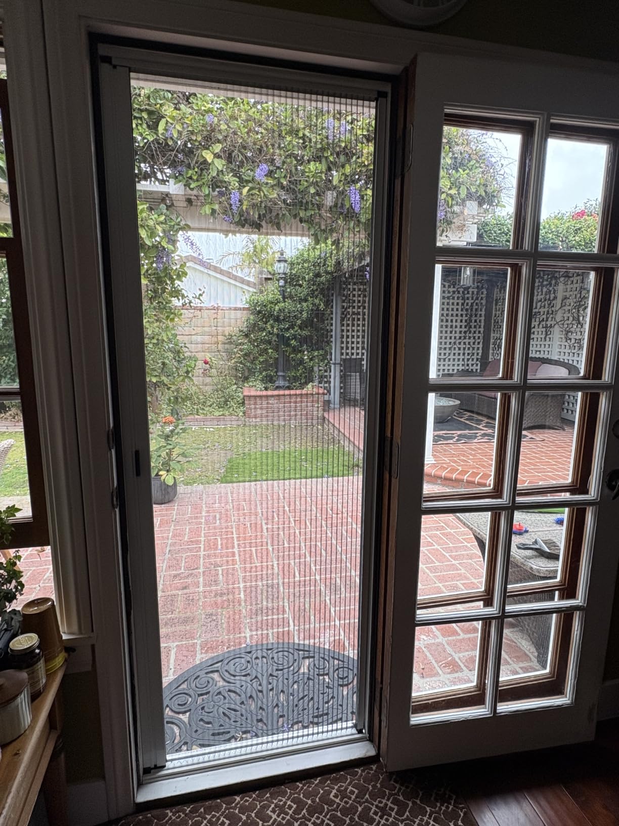 No-Drilling Retractable Screen Door, Folding Sliding Screen Doors with Aluminum Frame for Patio French Front Door Bedroom kitchen, Custom Screen for Single/Double Door, Customize Size, White customer photo 2