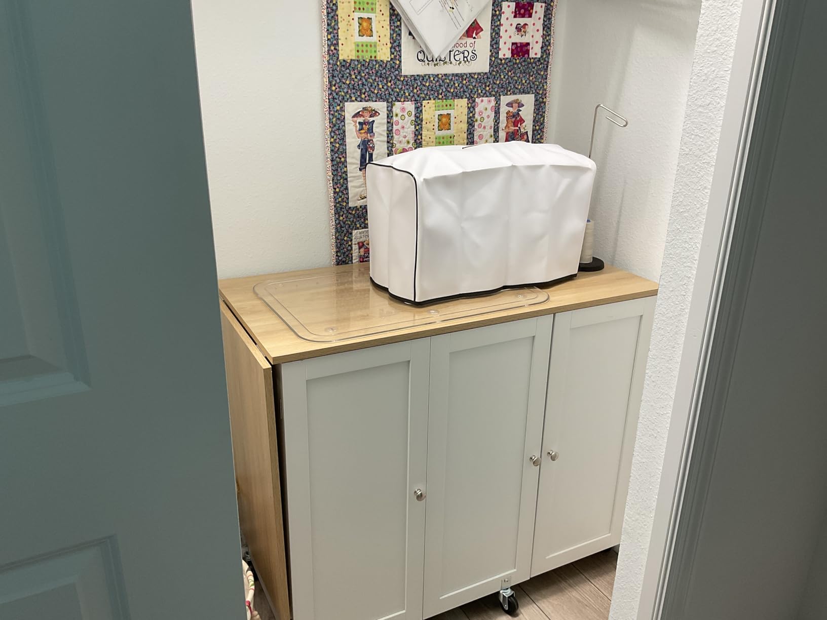 Best Choice Products Large Folding Sewing Table, Multipurpose Portable Craft Station & Side Desk w/Compact Design, Caster Wheels, Storage Shelves, 2 Storage Trays, Magnetic Doors - White customer photo 1