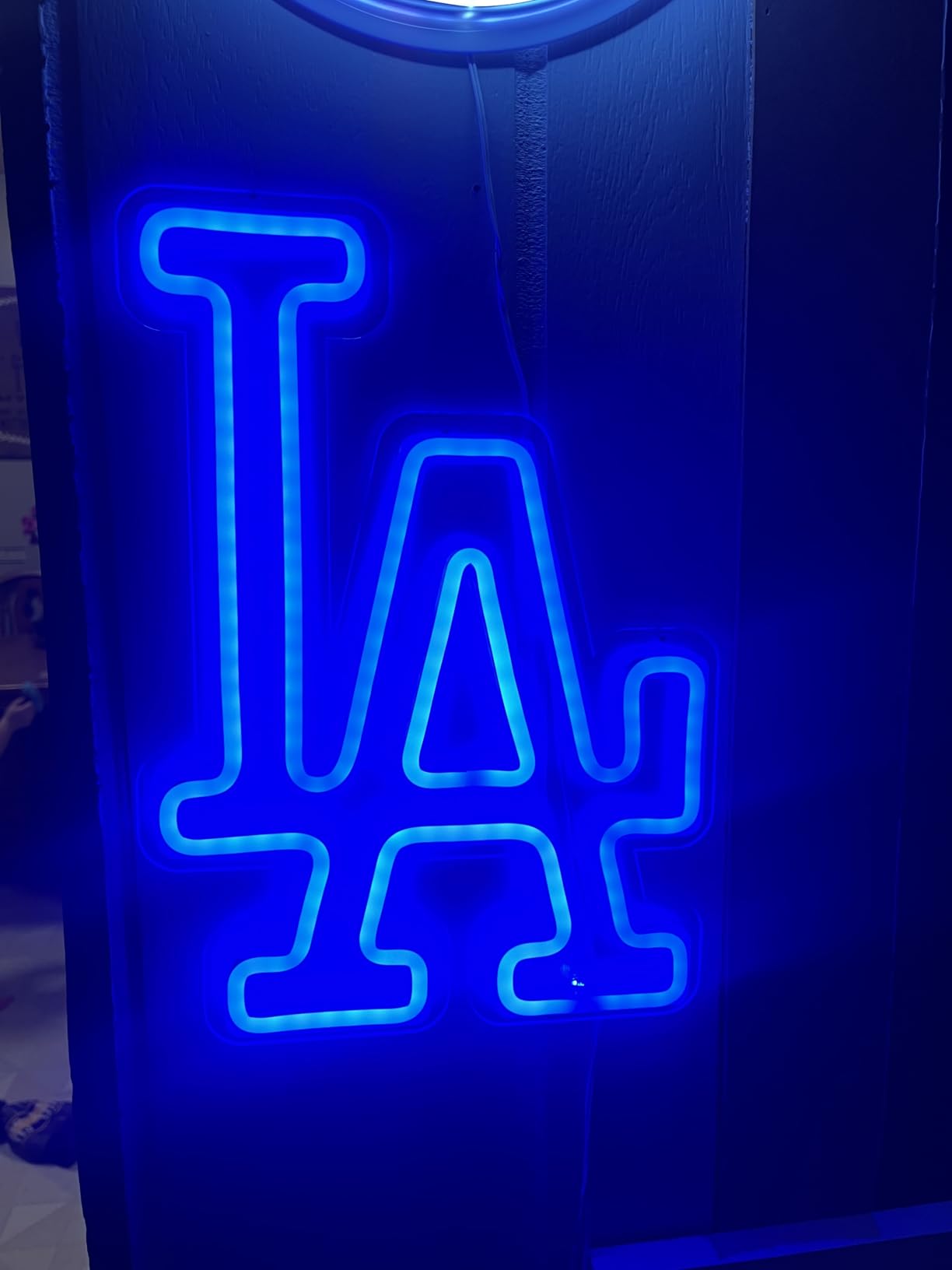 WonderfulLife Dodgers Neon Sign for Garage or Man Cave Decor, Gifts for Men With Dodge Baseball Team Logo, Blue Neon for Party, Bar, Dorm, Office Wall Art and Game Room Deco. customer photo 2