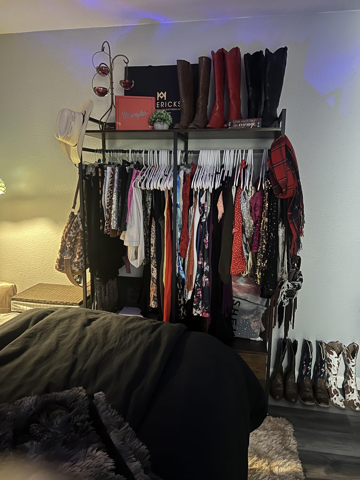 Tribesigns Freestanding Closet Organizer for Hanging Clothes, Heavy Duty Garment Rack with 4 Drawers, 8 Hooks and Storage Shelves, Wardrobe Closet Clothing Rack for Bedroom, Living Room, Rustic Brown customer photo 2