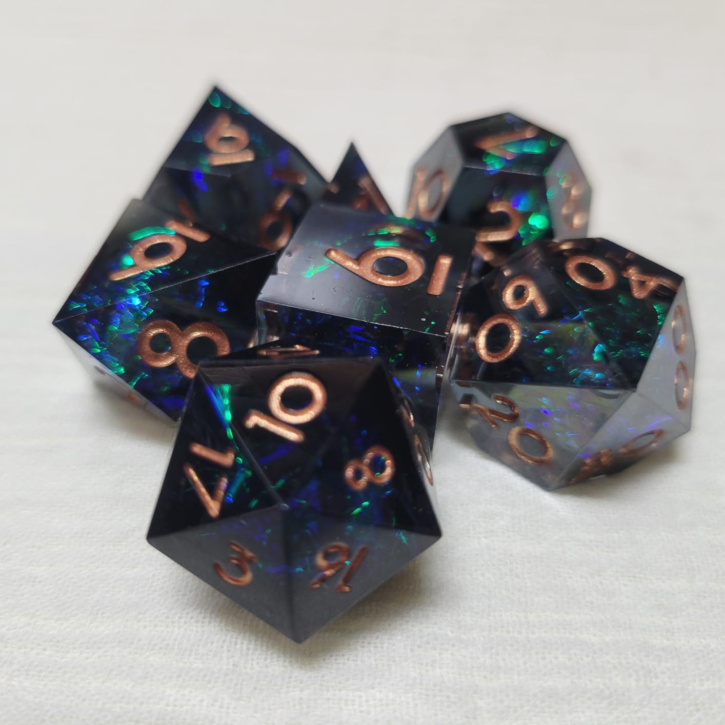 AUSTOR 7-Die DND Dice Set, Handmade Sharp Edge Polyhedral Dice customer photo 1
