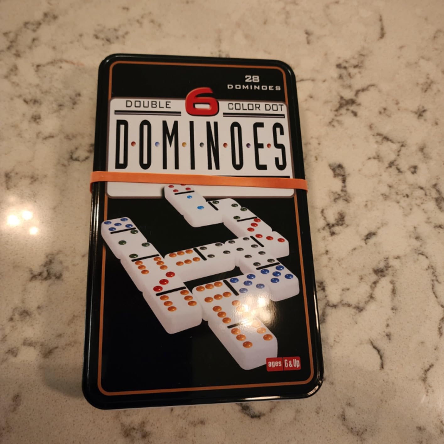 Offelec Double Six Dominoes Set | 28 Domino Tiles Double 6 Dominos with Storage Tin | Classic Family Game for Kids & Adults | Ideal for Travel, Game Nights & Educational Fun | 2-4 Players customer photo 1
