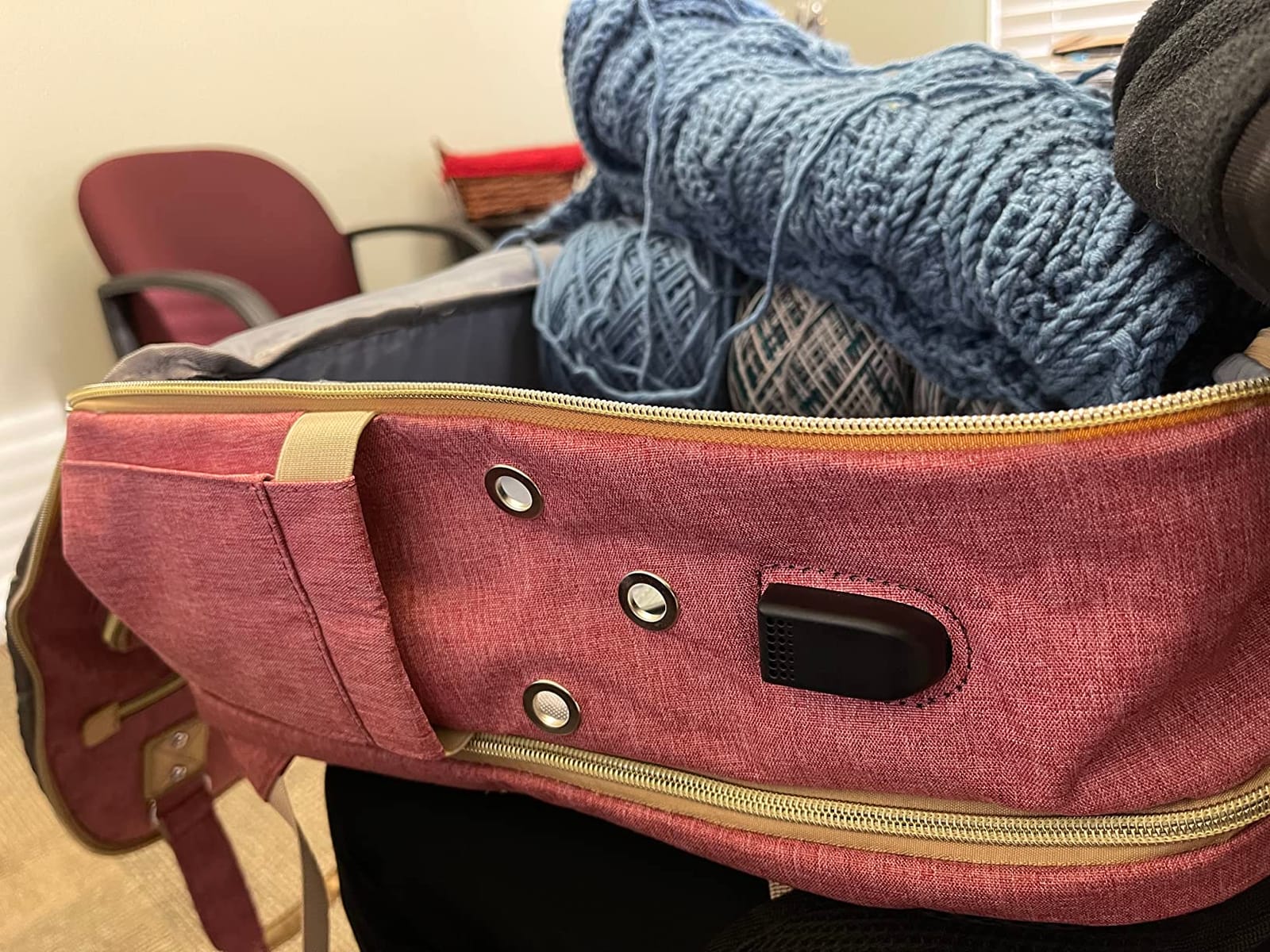 SINVICKO Crochet Bag, Knitting Bag Backpack and Totes Organizer with USB Charging Port, Large Yarn Storage Tote Bag customer photo 1