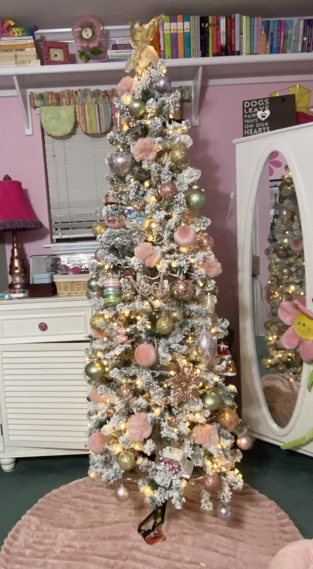 Best Choice Products Flocked Pencil Christmas Tree, Pre-Lit Slim 6ft Artificial Holiday Decoration, 2-in-1 White & Multicolor Lights customer photo 2