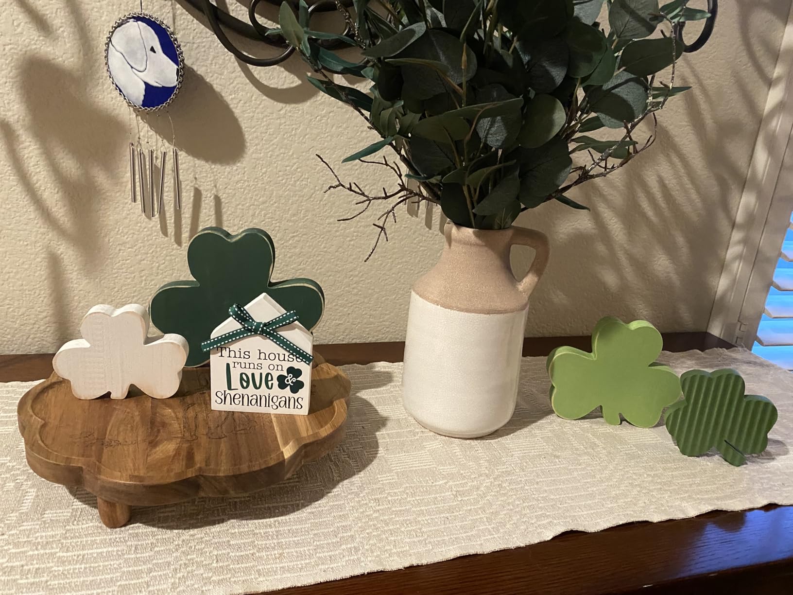 DAZONGE St. Patrick's Day Decorations, Lucky, Shamrock, Pot of Gold, Bead Garland, House Shape St. Patrick's Day Wooden Signs for Table Shelf Decor customer photo 1