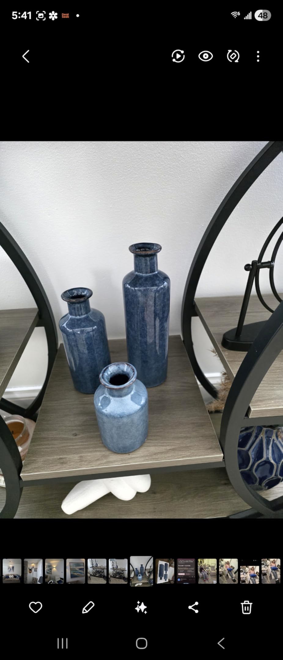 Blue Ceramic Vase Set - 3 Blue Small Vases, Farmhouse Country Flower Vase Home Decor, Living Room Decoration, Table Decoration, Fireplace Decor, and Entrance Decorations Centerpieces customer photo 1