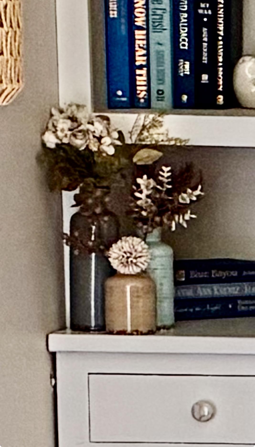 Blue Ceramic Vase Set - 3 Blue Small Vases, Farmhouse Country Flower Vase Home Decor, Living Room Decoration, Table Decoration, Fireplace Decor, and Entrance Decorations Centerpieces customer photo 2