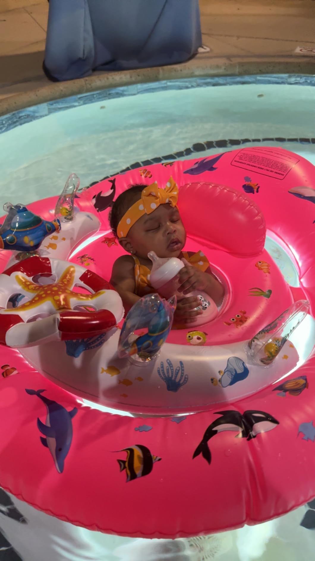 Baby Pool Float with Canopy Upf50+ Sun Protection, Baby Swimming Float | Inflatable Kids Pool Floats with Toy Play Console for Baby 6-36 Months, Infant Swimming Float with Adjustable Safety Seat customer photo 1
