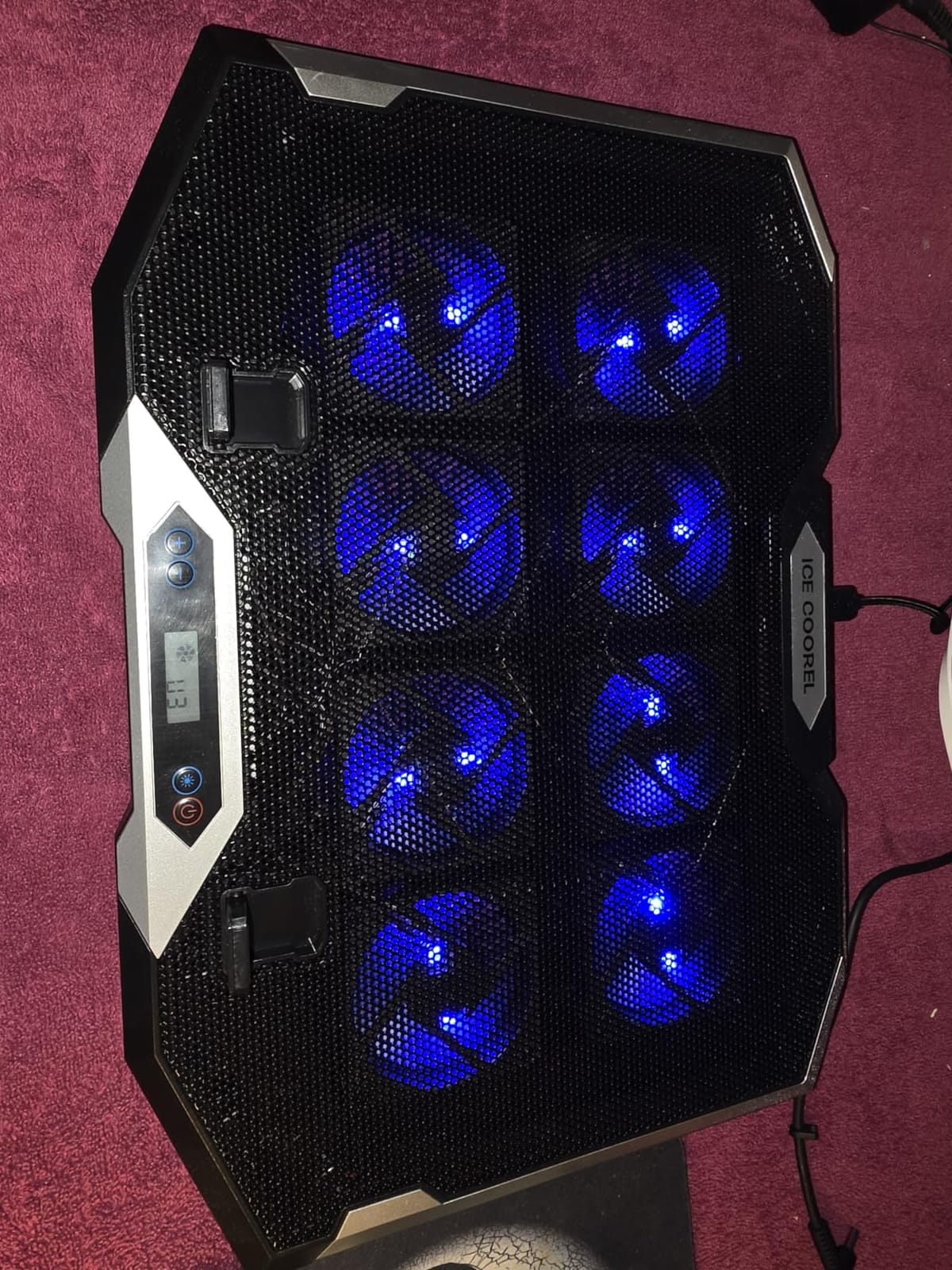 Gaming Laptop Cooling Pad with 8 Cooling Fans, Laptop Fan Cooler Pad for 15-17.3 Inch, Notebook Cooler Stand with 6 Height Adjustable, RGB Cooling Pad with Two USB Port + Phone Stand customer photo 1