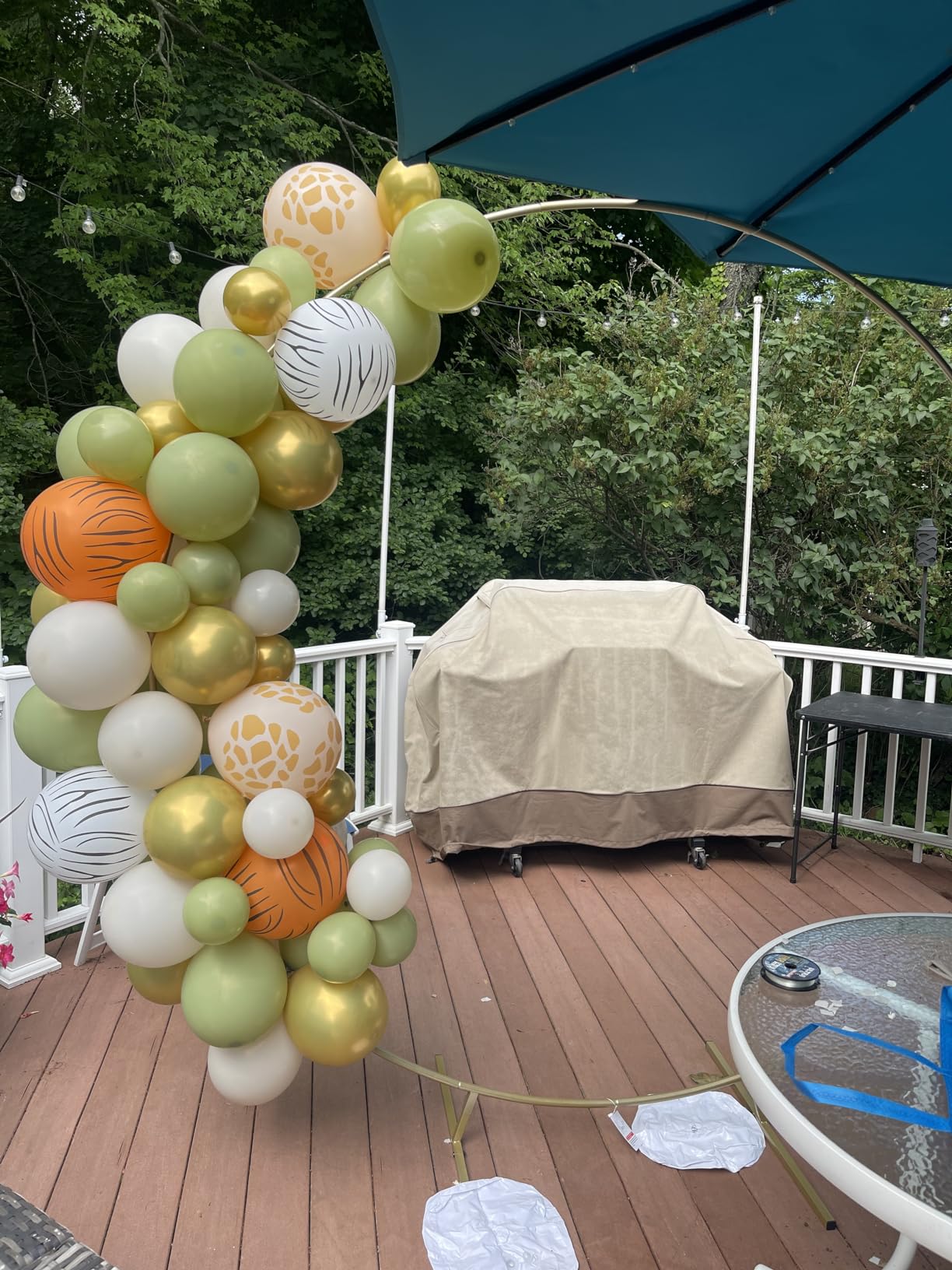 Queension Large Wedding Arch for Ceremony 7 Ft, Circle Arch for Party, Gold | Balloon Arches Backdrop Stand with Metal Base, Outdoor Garden Trellis with Water Bag for Climbing Plant, Round Frame customer photo 2