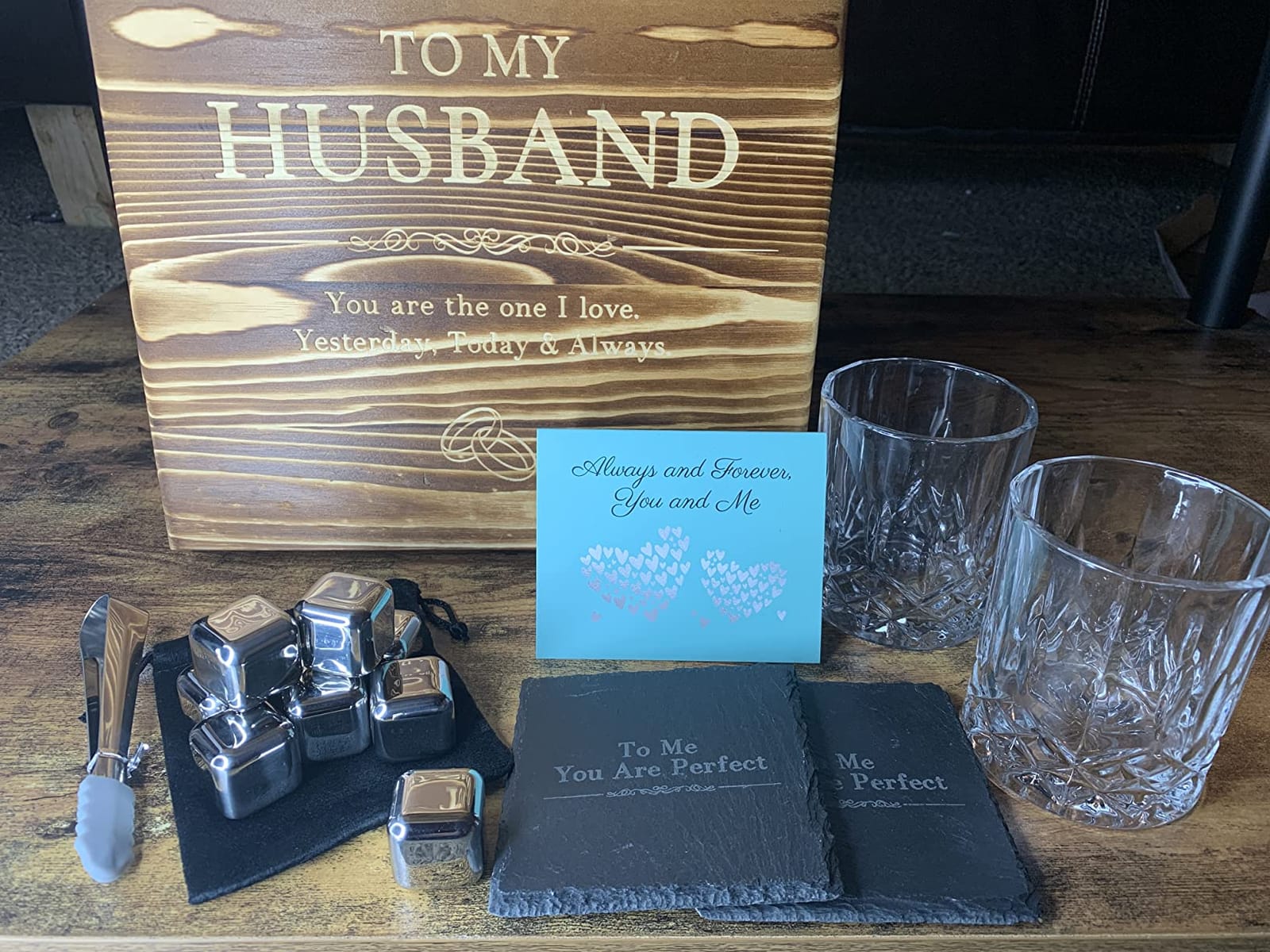 Whiskey Glasses Set, Men Chrismas Birthday Gift Set, Whiskey Stones Bourbon Rock Glass with Wooden Gift Box, Cool Burbon Scotch Cocktail Set Gifts customer photo 2