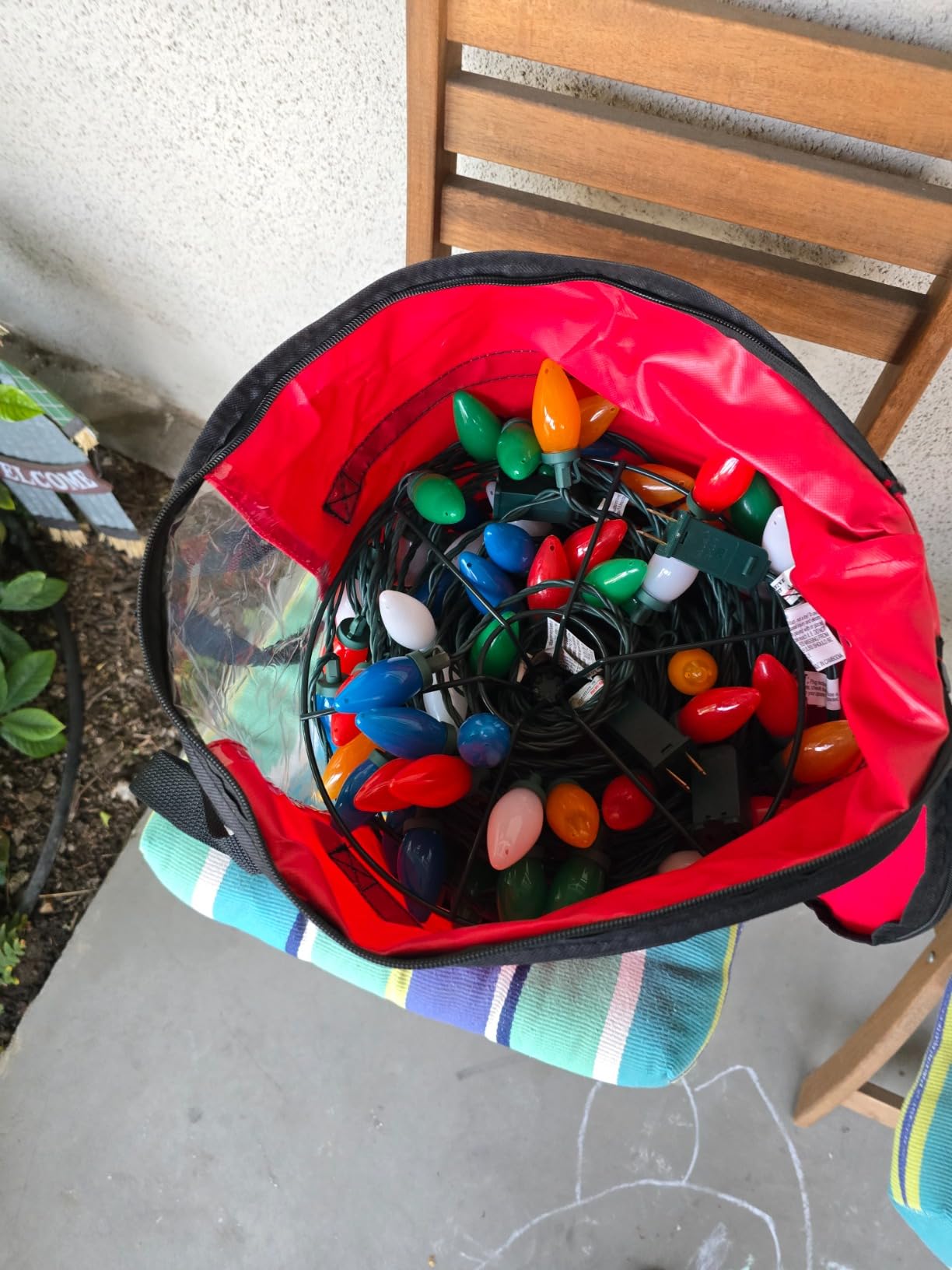 Christmas Light storage Bag | Holiday Light Storage Organizer with 3 Metal Reels for Tree Lights & Extension Cords Constructed of Durable 600D Oxford Material with Clear PVC Window (Black) customer photo 1