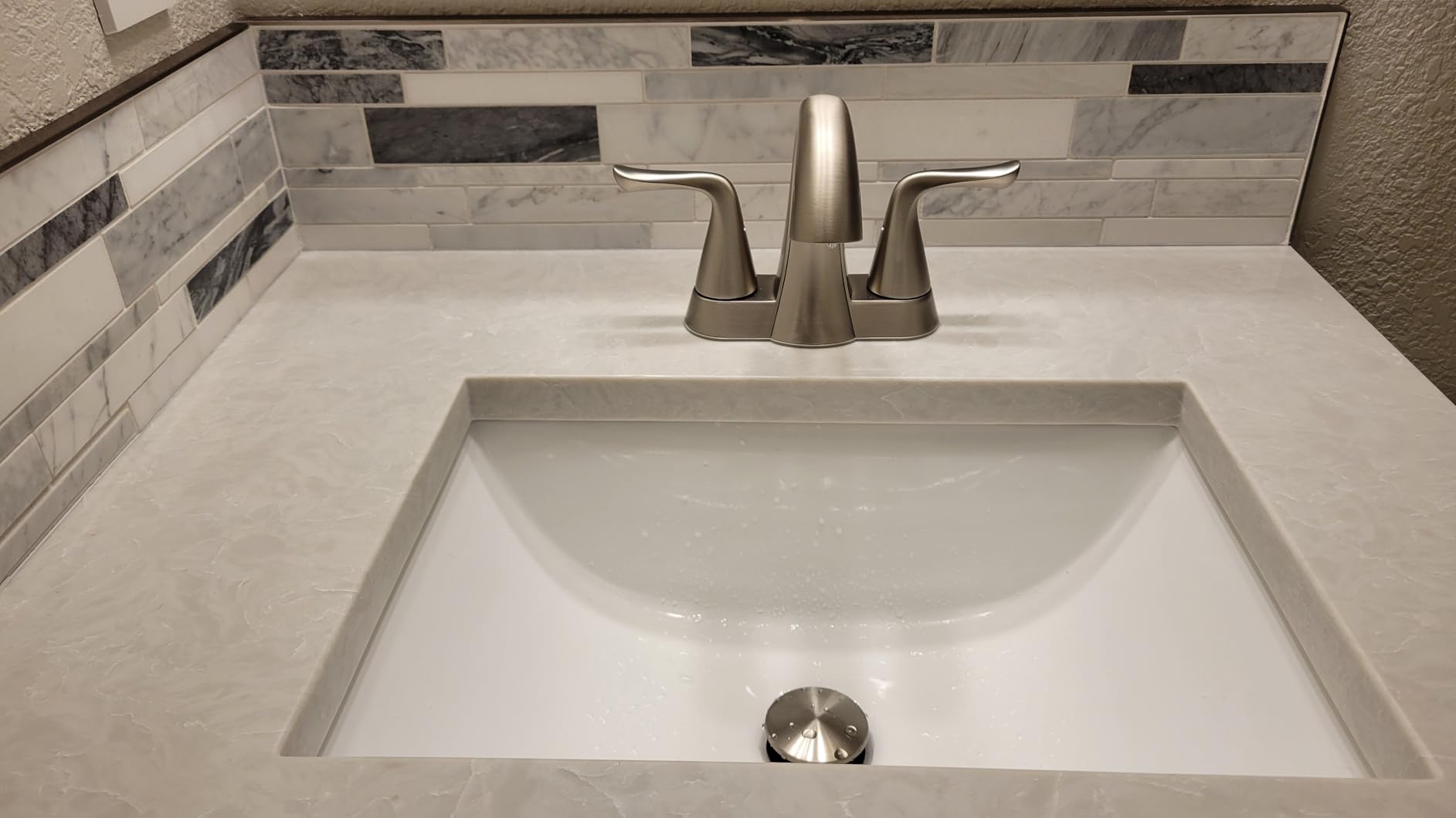 Pfister Willa 4 inch Centerset Bathroom Sink Faucet 2-Handle 3-Hole NSF Certified Spot Defense Brushed Nickel Vanity Faucet with Push & Seal Drain Installation LF048MALGS customer photo 1