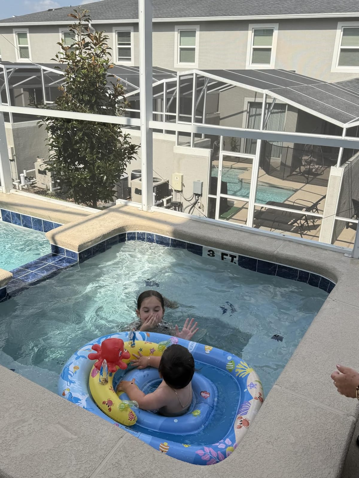 EZIGO Baby Pool Float Canopy UPF50+, Kids Floats for 6-36 Months Boys Girls | 120° Adjustable Sun Protection Toddler Swim Float with Squeaky Toys, Dual Air Chambers & Infant Baby Floatie with Safety Seat customer photo 1