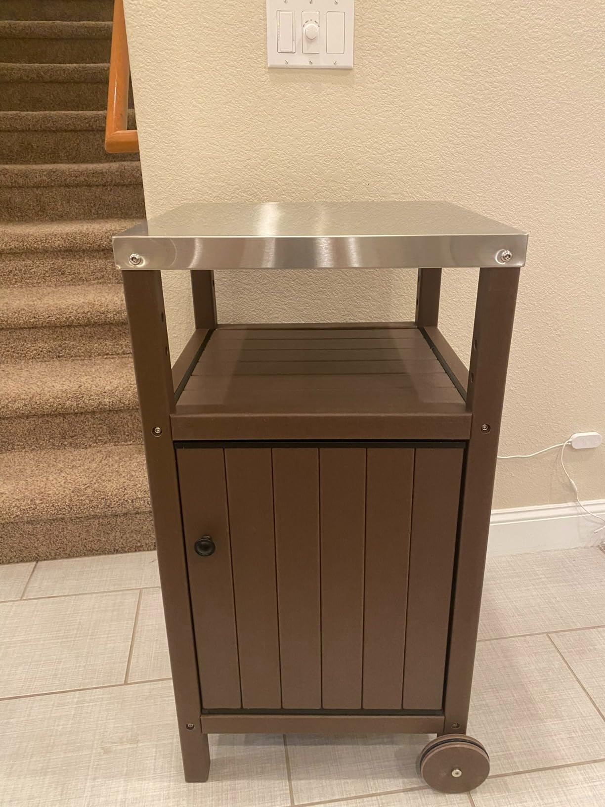 KORVOS Kitchen Portable Outdoor Grill Cart, Patio Bar Cart with Stainless Steel Top and Rolling Wheels customer photo 1