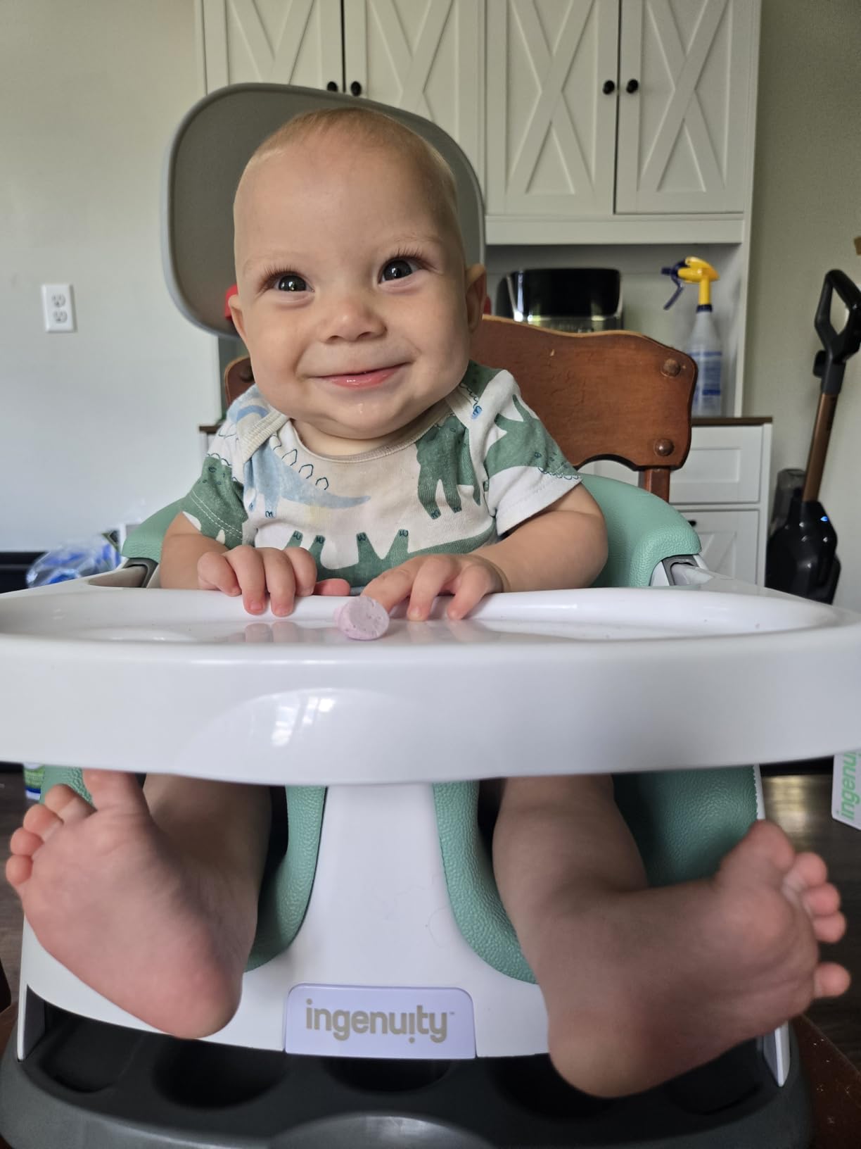 Ingenuity Baby Base 2-in-1 Booster Feeding and Floor Seat with Self-Storing Tray - Mist customer photo 2