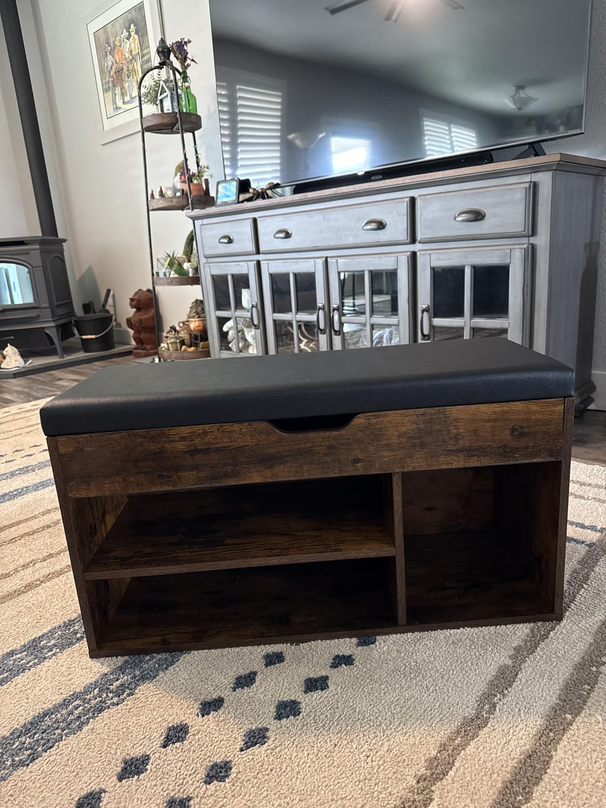 VASAGLE CUSTOS Collection - Storage Bench with Cushion, Shoe Bench, Padded Seat, Hidden Storage, Entryway, Hold up to 300 lb customer photo 2