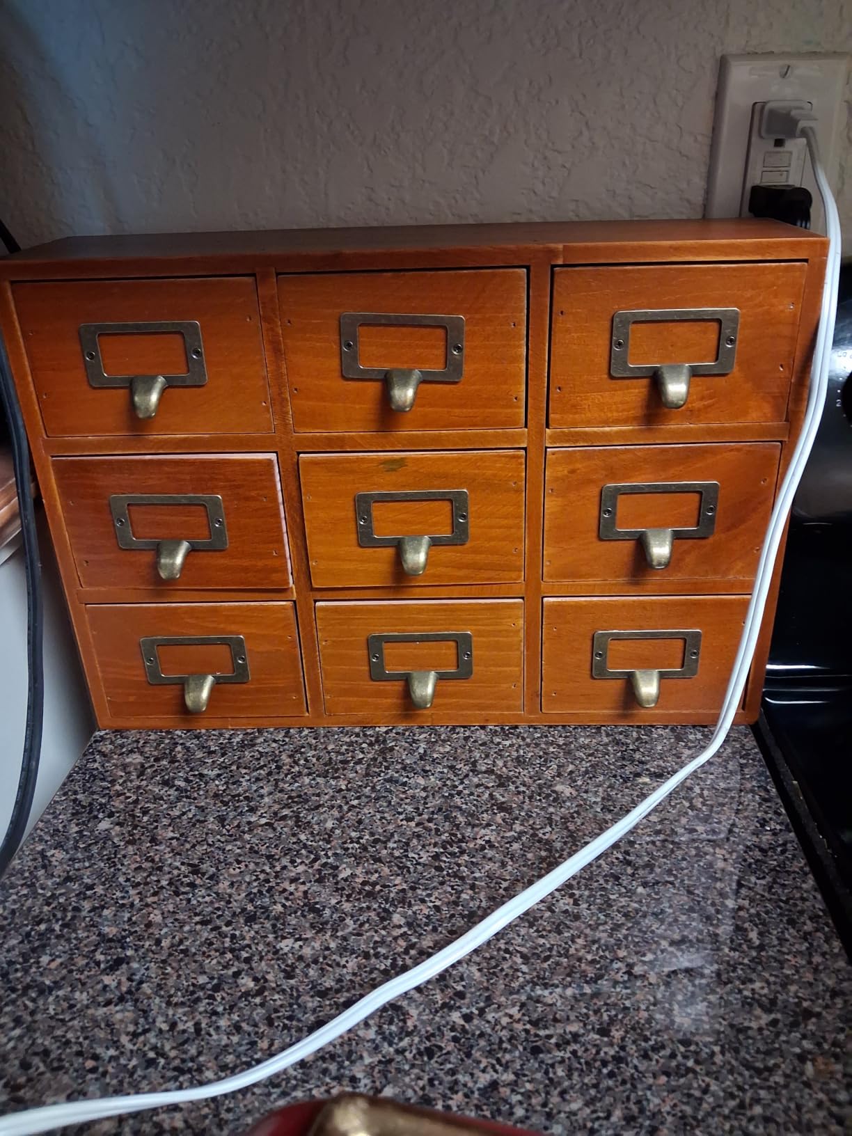QWORK Desk Drawer Organizer, Wooden Vintage Apothecary Cabinet with 16 Drawers, Home Office & Tea & Dresser Bedroom Organization and Storage, Traditional Apothecary Cabinet, Brown customer photo 2