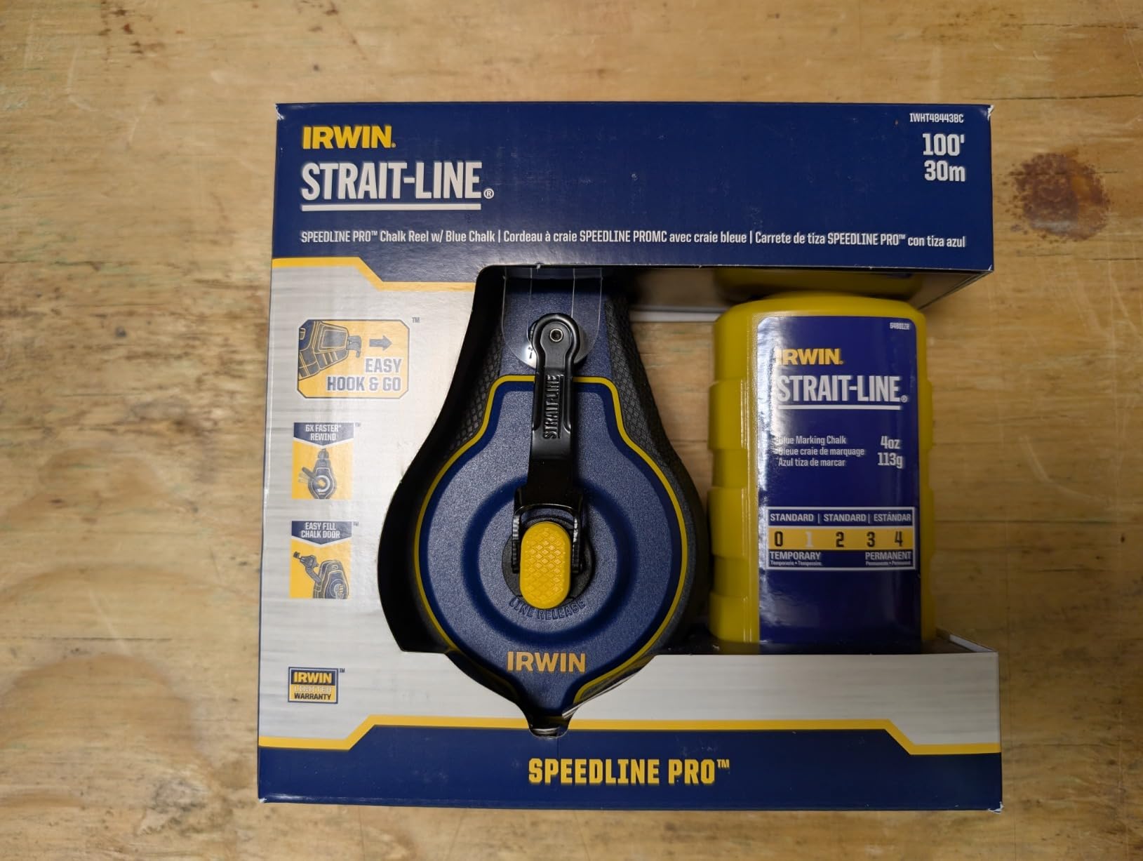 IRWIN Tools STRAIT-LINE Chalk Line, Speedline Pro Reel, Blue, 100 ft. (IWHT48443BC) customer photo 1