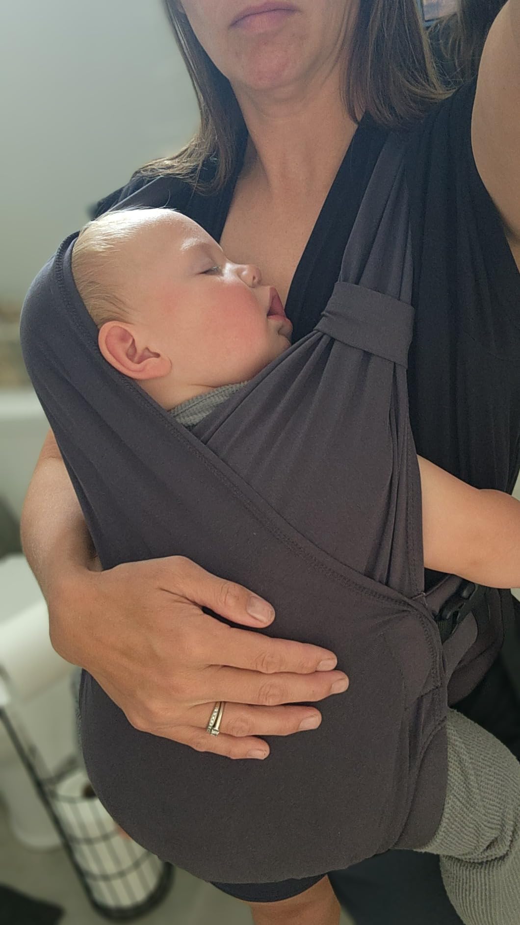 Boba Bliss Pre-Wrapped Baby Wrap Carrier, Newborn Sling, Black | Stretchy Hybrid Sling that slips on in seconds, no tying, Hip-Healthy certified with Head Support for newborns 0-18 months customer photo 1