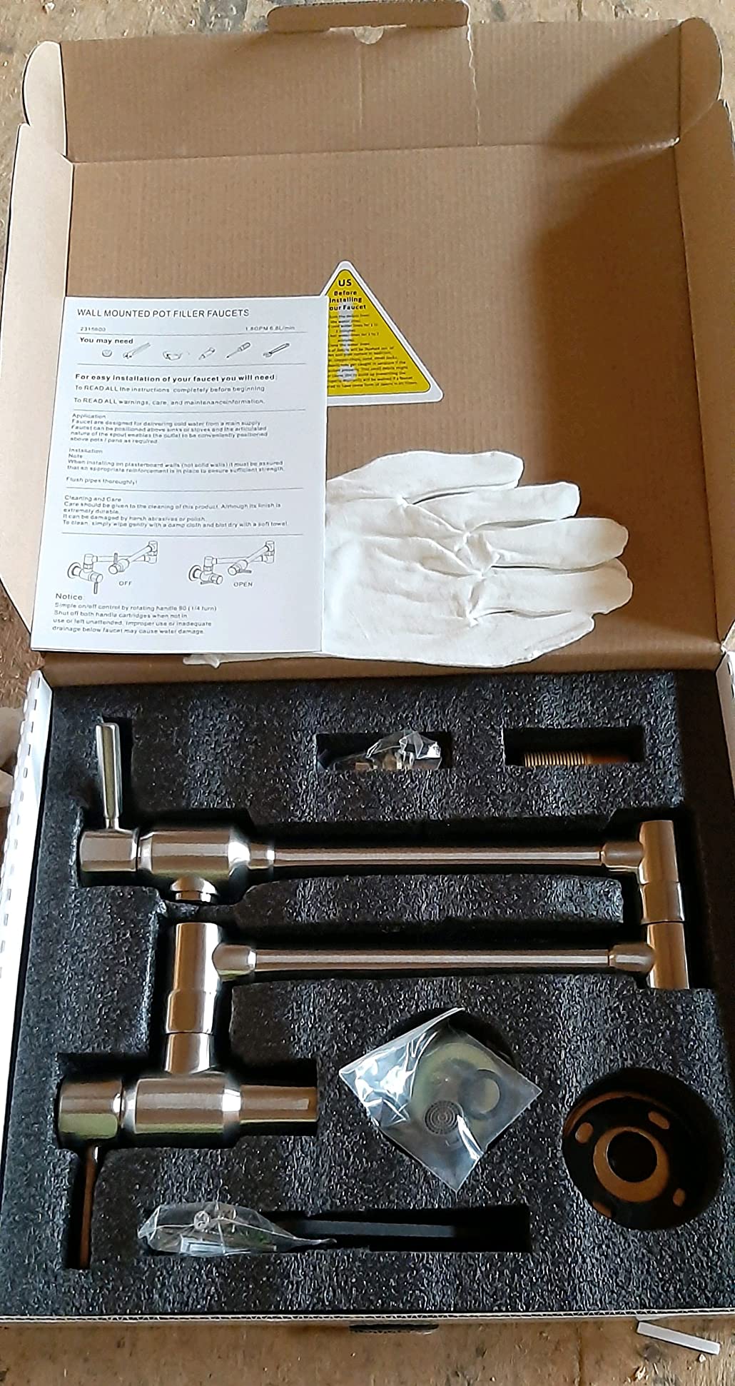 Pot Filler Faucet Brushed Nickel, ALEASHA Solid Brass Made Pot Fillers, Heavy Duty Wall Mount Folding Faucet for Kitchen customer photo 2