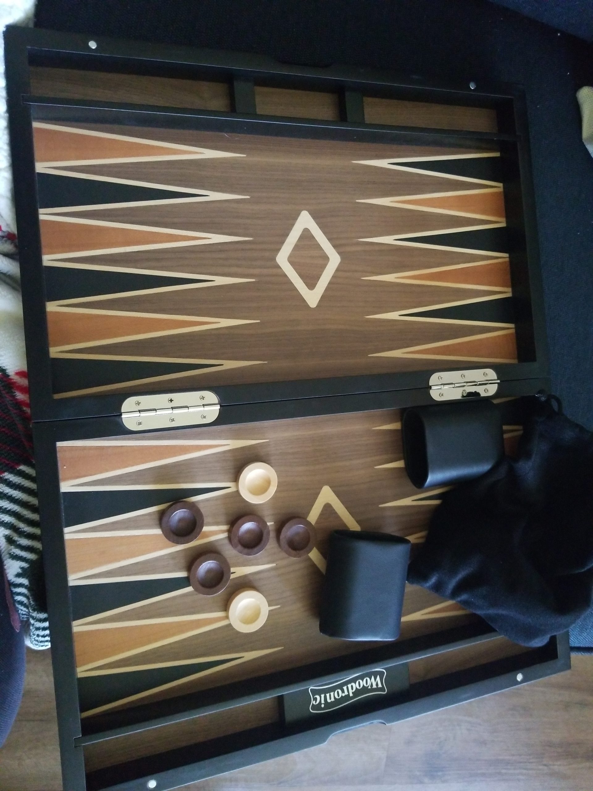 Wooden Backgammon Set for Adults - 19 Inch Classic Board Game Case - Premium Folding Backgammon Set with Wooded Playing Pieces, Dices - Large Wood Inlaid Travel Backgammon Game Set for 2 Players customer photo 1