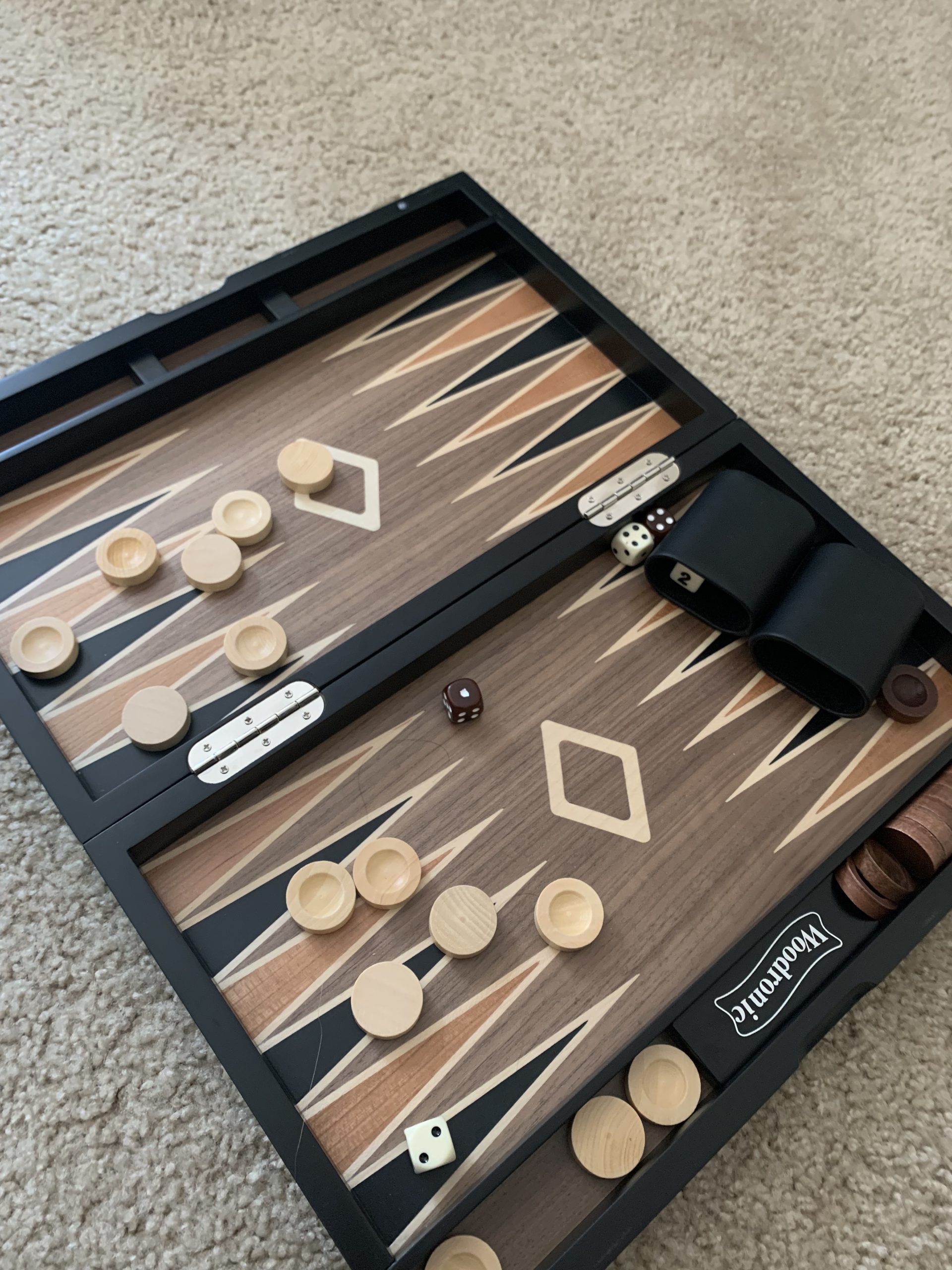 Wooden Backgammon Set for Adults - 19 Inch Classic Board Game Case - Premium Folding Backgammon Set with Wooded Playing Pieces, Dices - Large Wood Inlaid Travel Backgammon Game Set for 2 Players customer photo 2