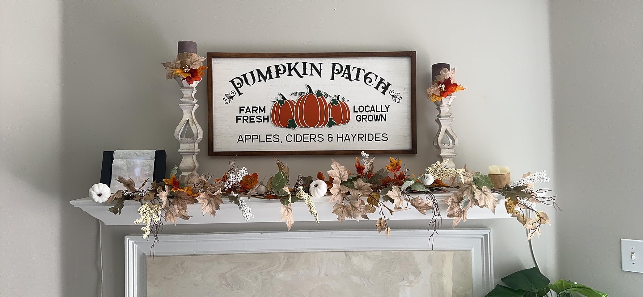 Fall Decorations for Home - 6Ft Autumn Maples Leaf Pumpkin Berry Garland | Halloween Thanksgiving Mantle Fireplace Farmhouse Harvest Decor Fall Leaves Garland for Home Indoor Outdoor Porch customer photo 2