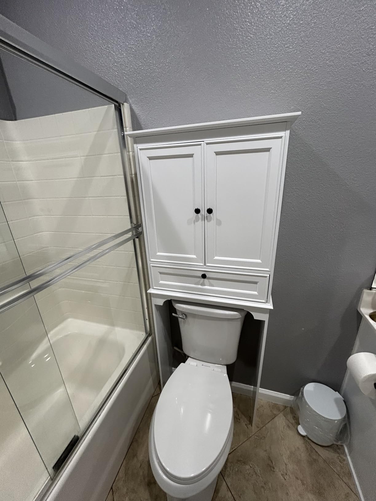 Spirich Bathroom Over the Toilet Storage Cabinet with Tilt-Out Cube, White | Space-saving Organizer for Small Bathrooms, Doors Conceal Clutter, Adjustable Shelf, Anti-Tip Device, Engineered Wood customer photo 2