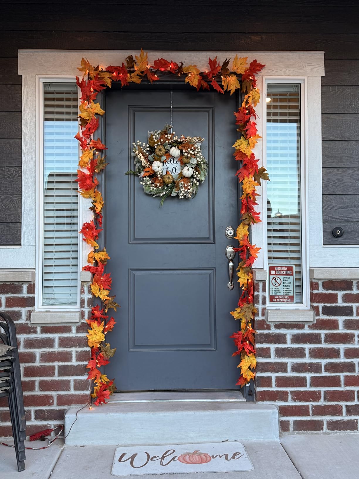 20inch Thanksgiving Fall Wreath, Eucalyptus Berries Pumpkins Lamb Ears Leaves Autumn Wreaths for Front Door, Fall Decor, Porch Wall, Home Outdoor Holiday Decorations Wreath for Autumn | Harvest Decor Lamb Ears Leaves Fall Thanksgiving Wreaths Farmhouse decor customer photo 1