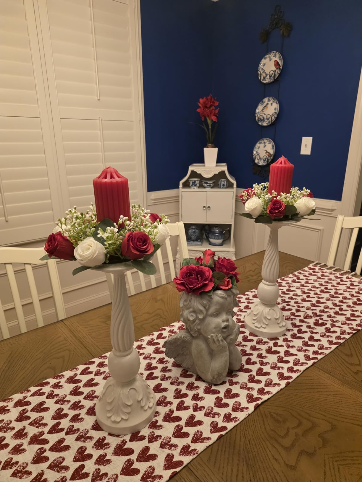 NUPTIO Flower Wedding Centerpieces for Tables: 10 Pcs 14 inch Diam Large Champagne & White Artificial Flowers Fake Roses Candle Rings Wreaths Spring Summer Wreath for Front Door Weddings Party Decor customer photo 1