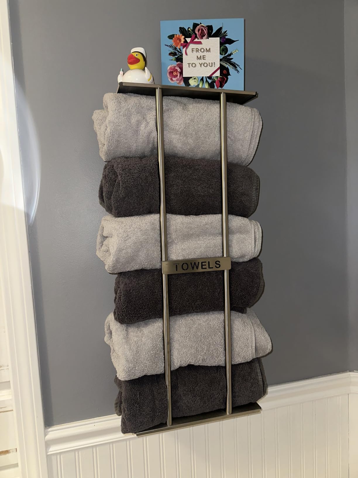 STWWO Towel Racks for Bathroom, Bathroom Towel Storage Wall Mounted 30 inch with Shelf Can Holds 6 Large Towels, Wall Towel Rack for Rolled Towels, Black customer photo 2
