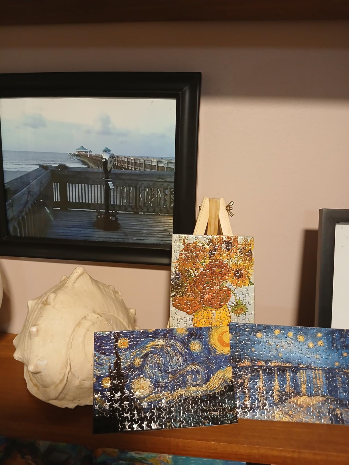 Small Jigsaw Puzzles for Adults 150 Pieces Mini Puzzles Oil Painting 6 x 4 Inches,3 Pcs Easel Included(Cafe,Farmhouse in Provence,Van Gogh Self-Portrait) customer photo 1
