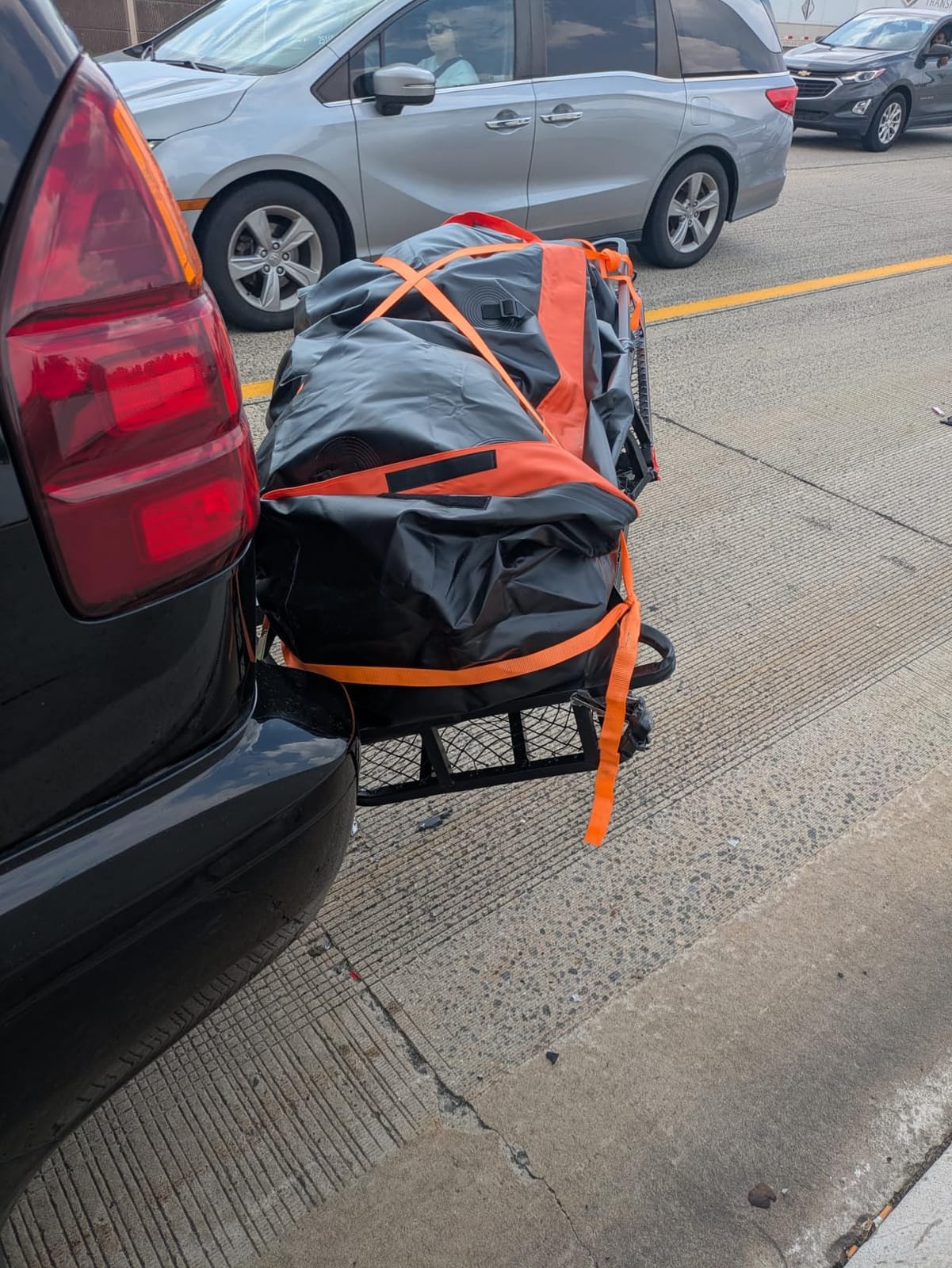 VEVOR 60 x 24 x 6 in Folding Hitch Cargo Carrier 500lbs Capacity | High Strength Steel Luggage Basket with Waterproof Bag, Fits 2