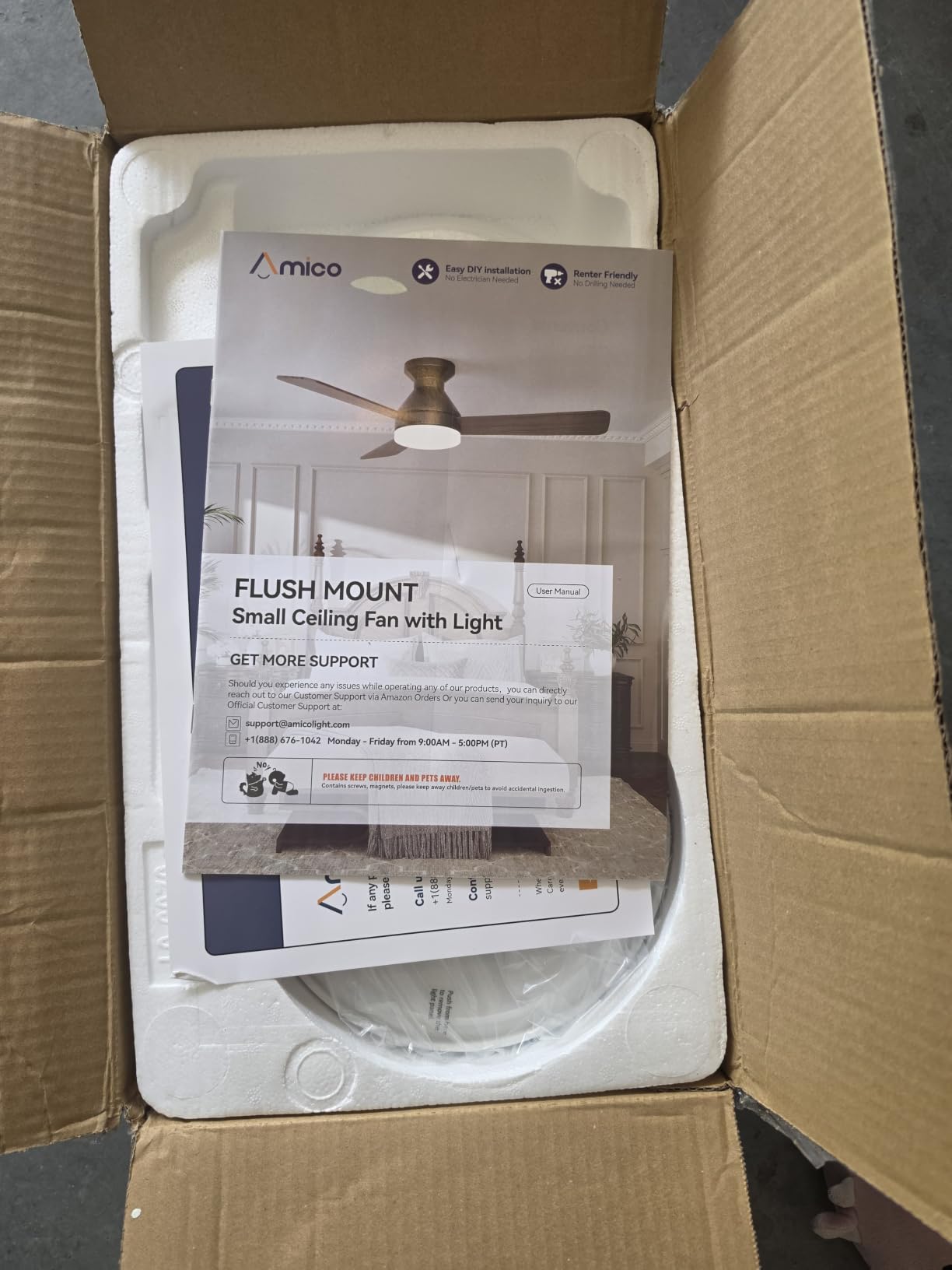 Amico Ceiling Fans with Lights, 42 inch Low Profile Ceiling fan with Light and Remote Control, Flush Mount customer photo 1