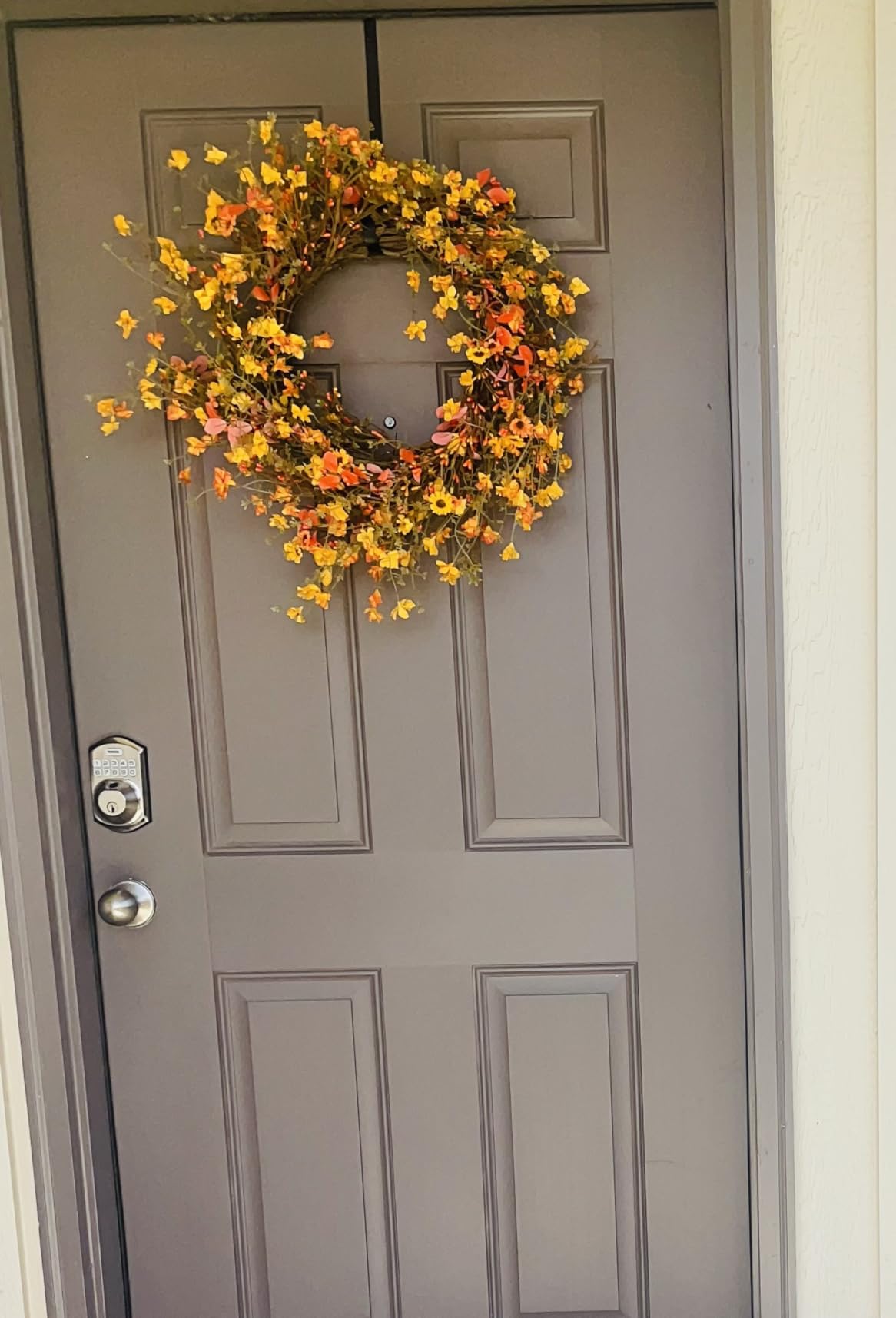 Artificial Fall Wreath 22 Inch Fall Wreaths for Front Door Autumn Porch Farmhouse Thanksgiving Day Harvest Festival | Handmade with Colorful Autumn Flowers Foliage for Porch Farmhouse Thanksgiving Day Harvest Festival customer photo 1