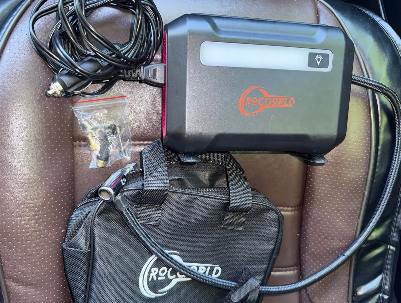 ROCGORLD R8 Tire Inflator Portable Air Compressor, DC 12V Air Compressor Portable with Large Dual Digital Screen, 3X Faster Inflation Air Pump for Car, Bike, Ball, Motor customer photo 2