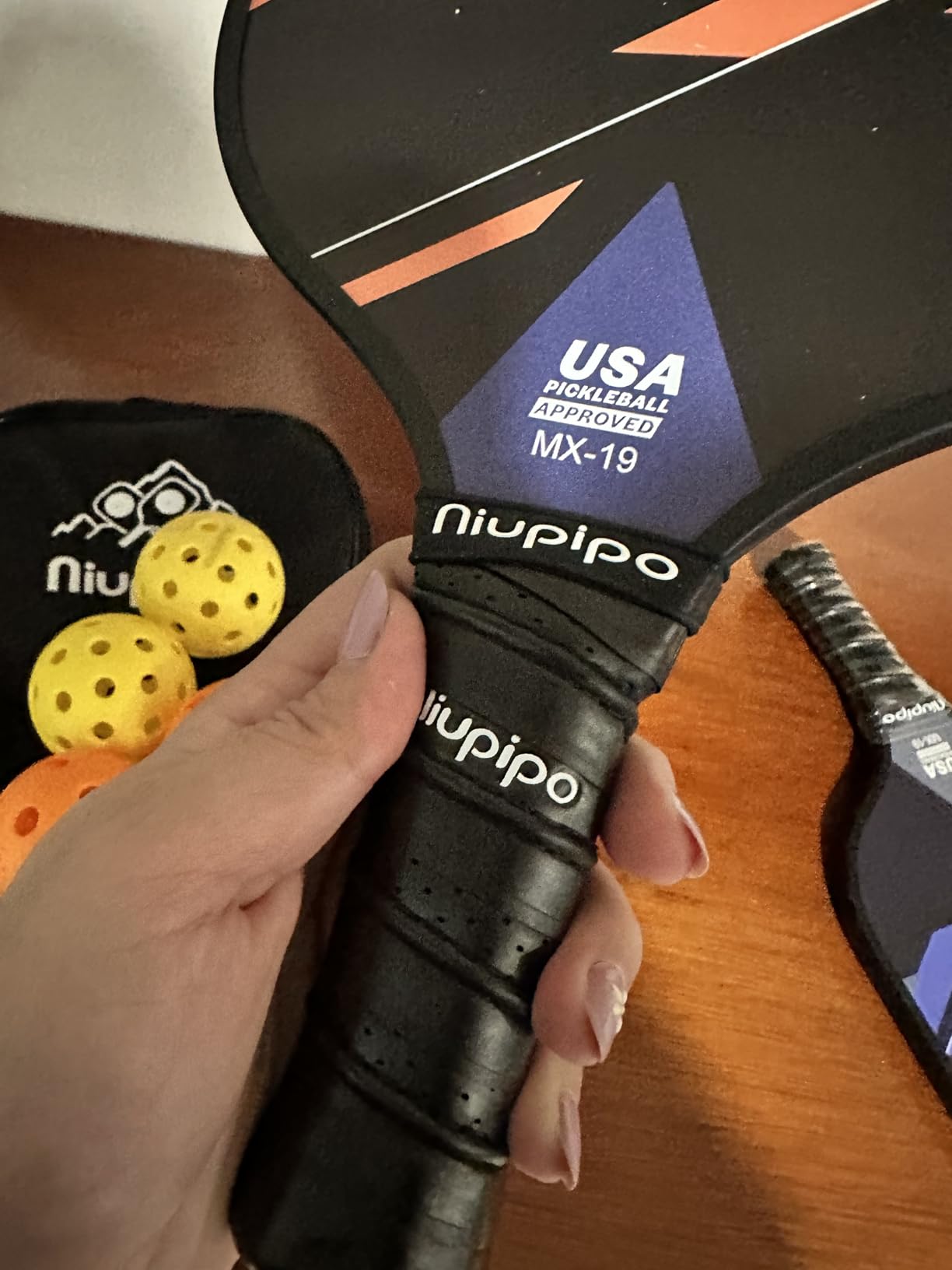 niupipo Pickleball Paddles Set of 2 or 4, USAPA Approved Fiberglass Pickleball Paddle Set with Balls and Bag, Polypropylene Honeycomb Core, Lightweight Pickleball Paddles for Beginners Men Women customer photo 1